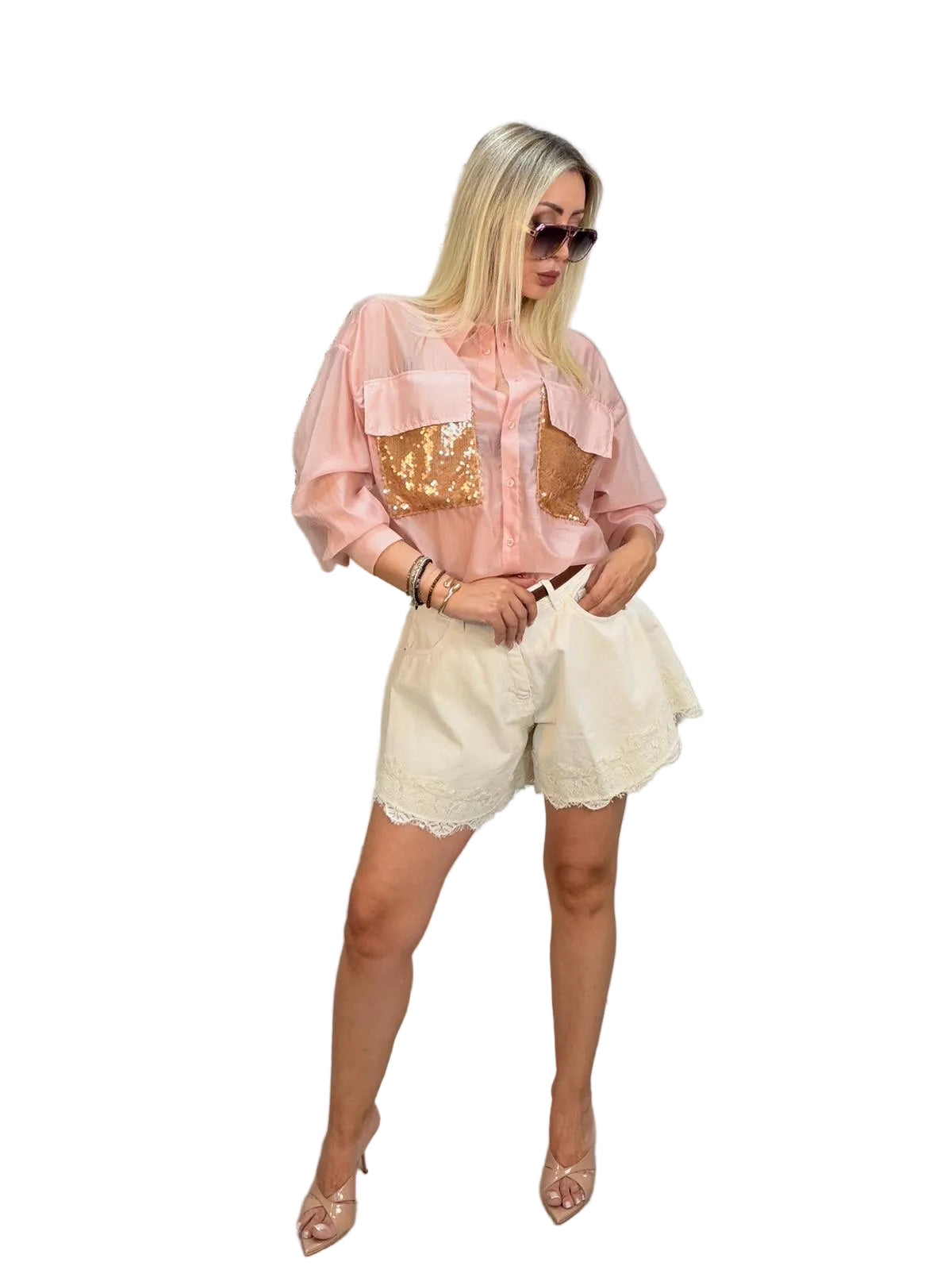 Shorts farfalla burro con pizzo sul fondo - HaveOne