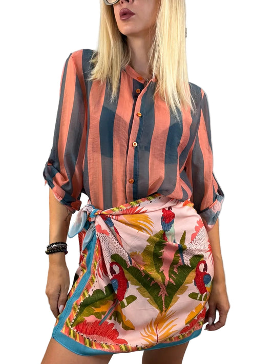 Camicia righe rosa e turchese - HaveOne