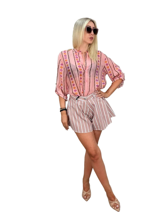Camicia rosa fantasia mini Rombi - HaveOne