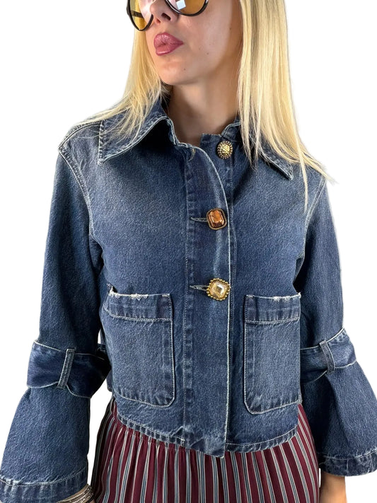 Giubbino Jeans Bottoni Gioiello Vicolo