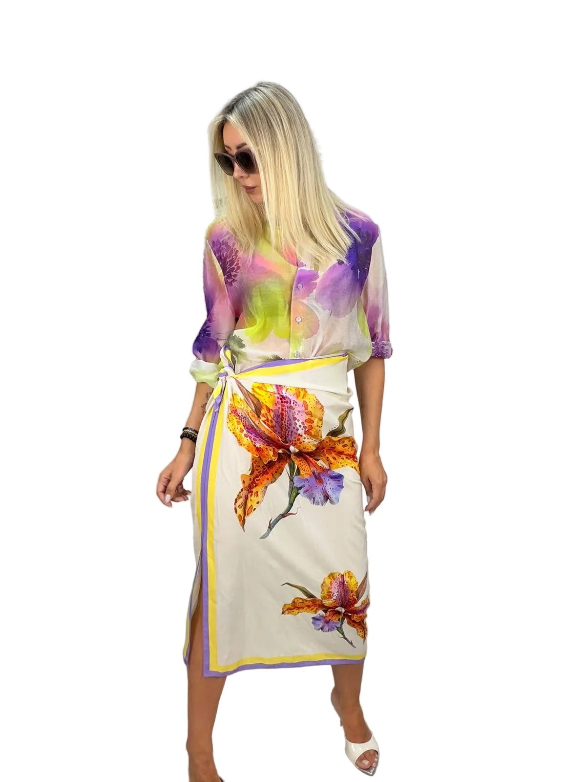 Gonna pareo lunga Orchidea arancio\viola - HaveOne