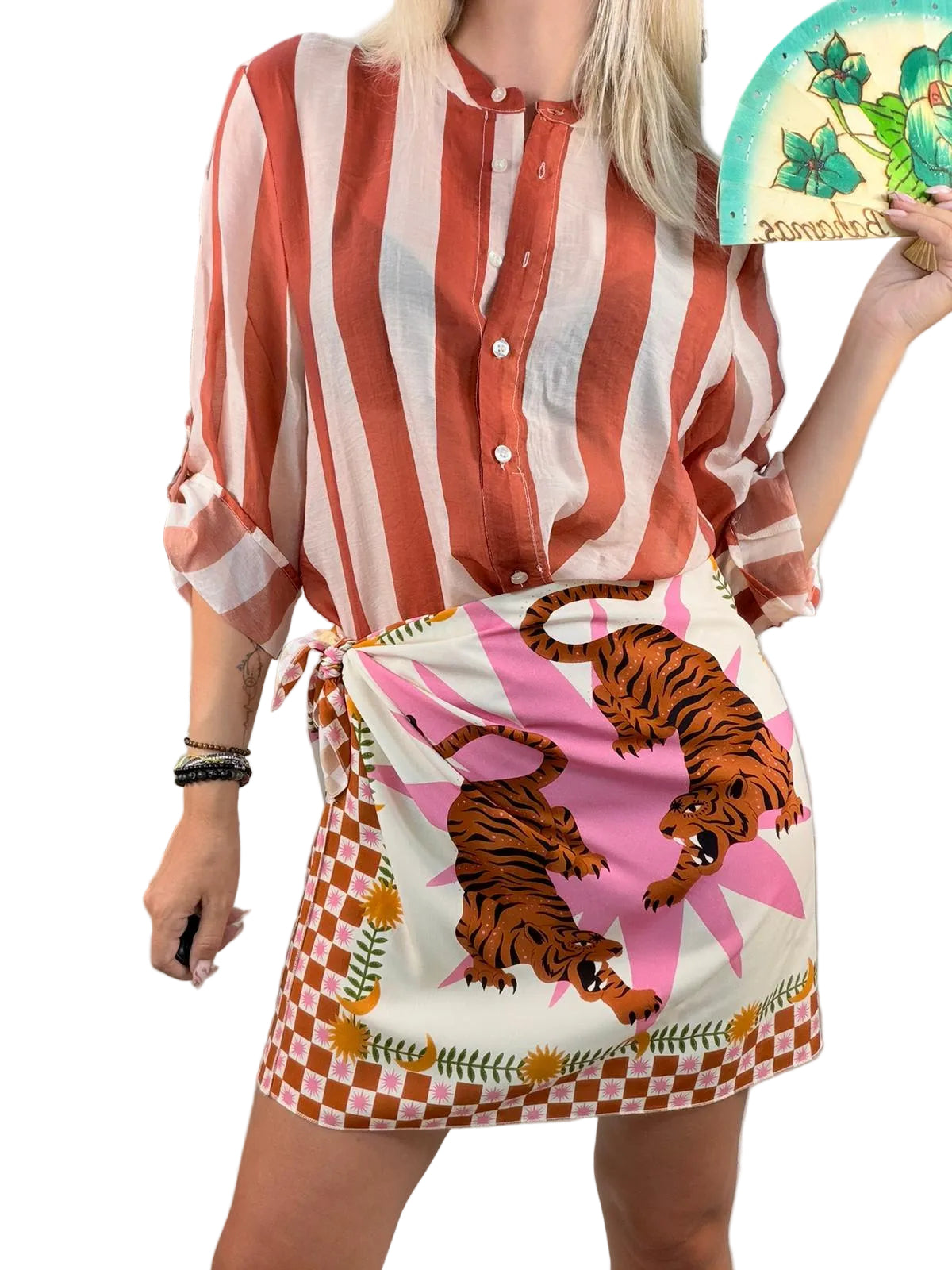 Camicia coreana righe burro e arancio HaveOne