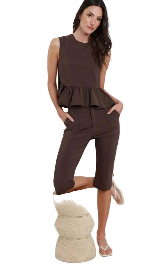 Pantalone Capri Susy Mix - Marrone