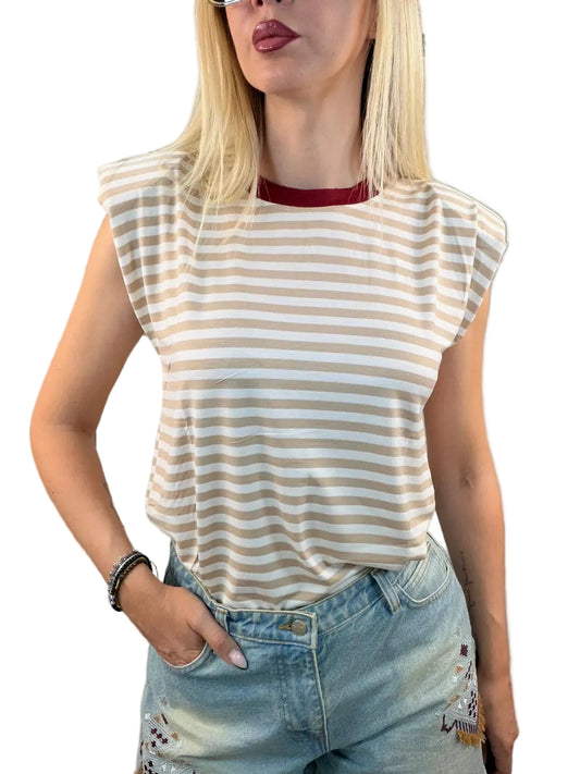 T-Shirt Smanicata con Spalline Imbottite – Haveone