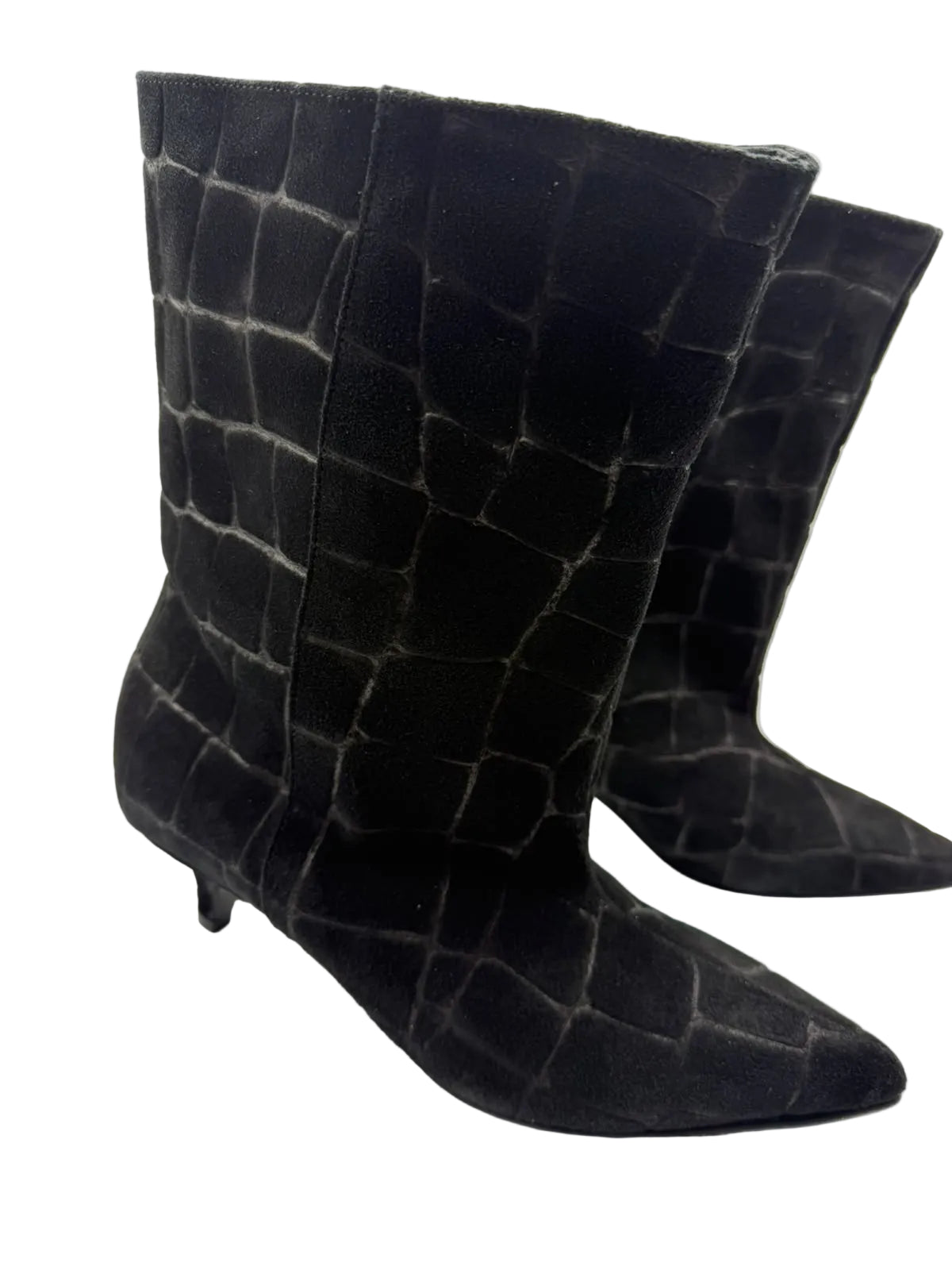 Tronchetti Kitten Scamosciati Stampa Cocco Divine Follie - Nero