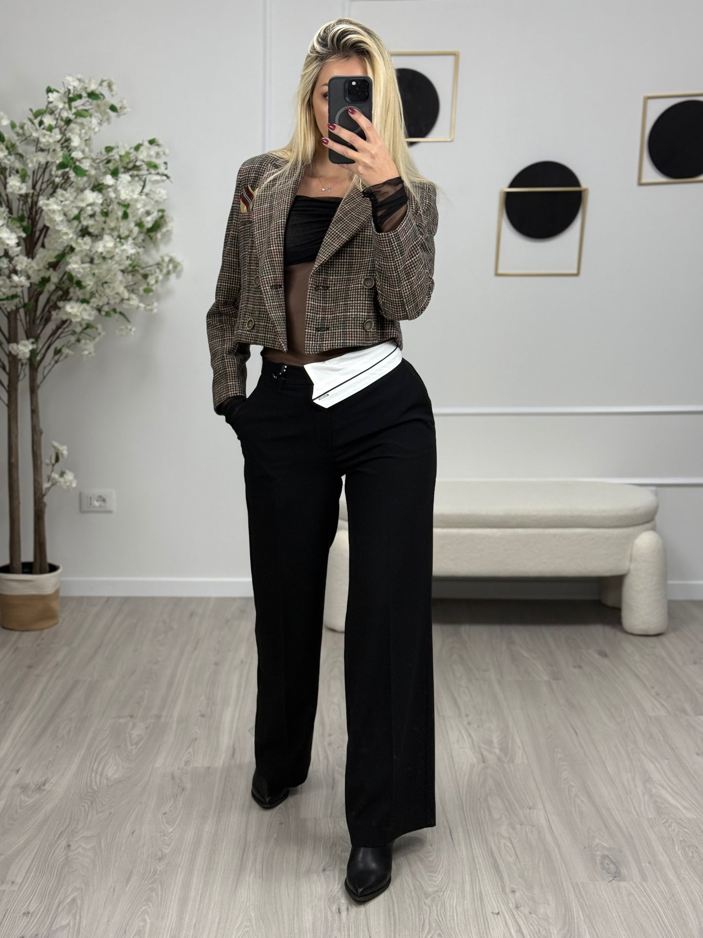 HAVEONE Giacca Crop Bordeaux