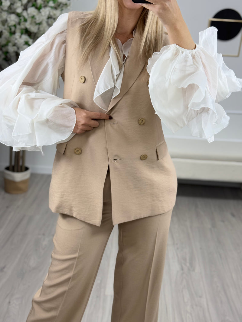 HaveOne Gilet Donna Beige Elegante