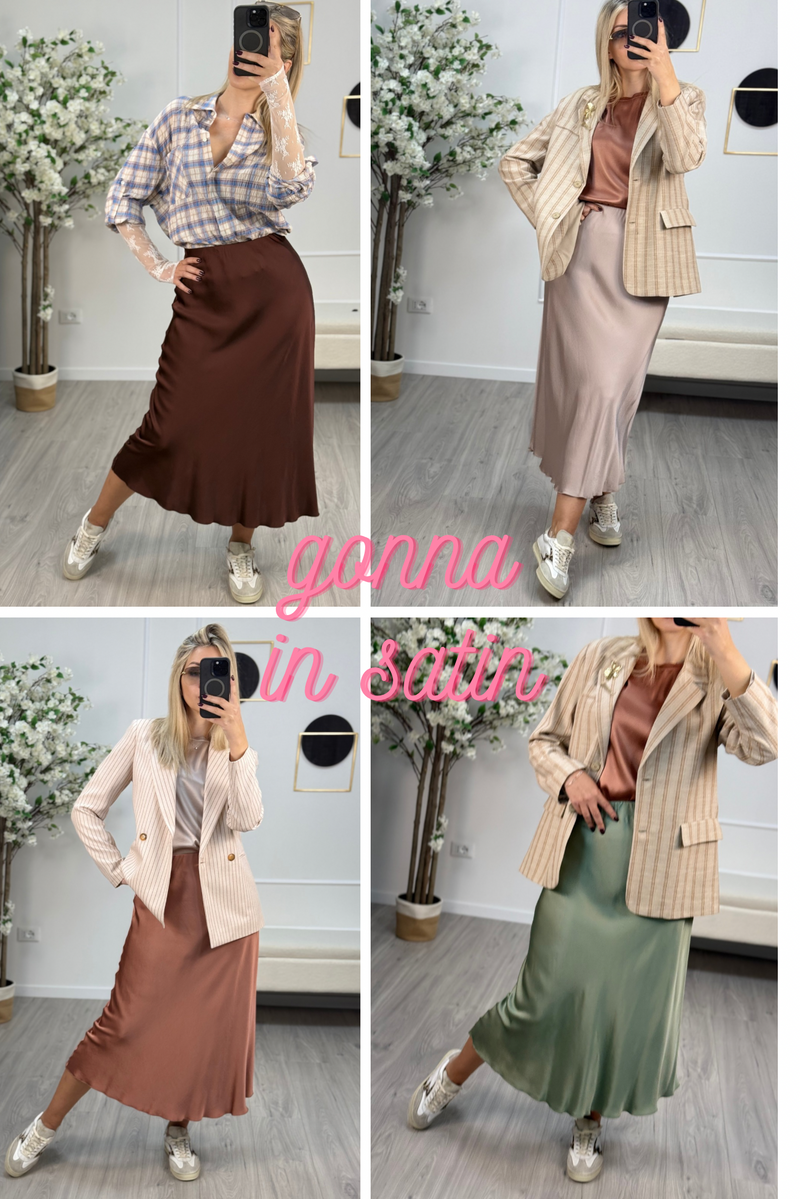 HaveOne Gonna Midi Donna in Raso di Viscosa