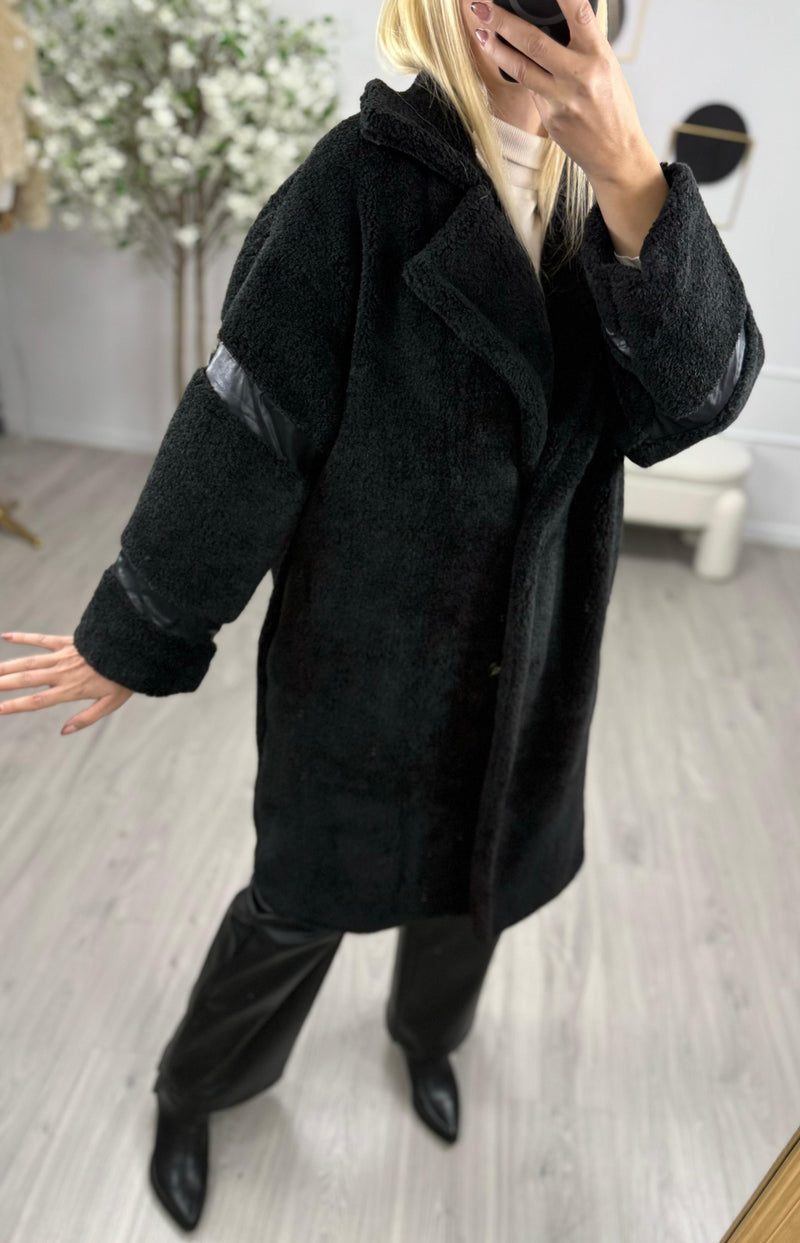 You Decide Teddy Cappotto Lungo Donna Nero o Moro