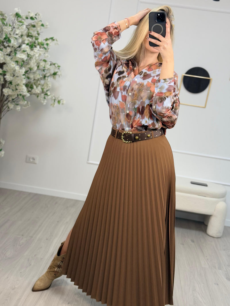 Haveone Gonna Plisse Elegante Donna Nera