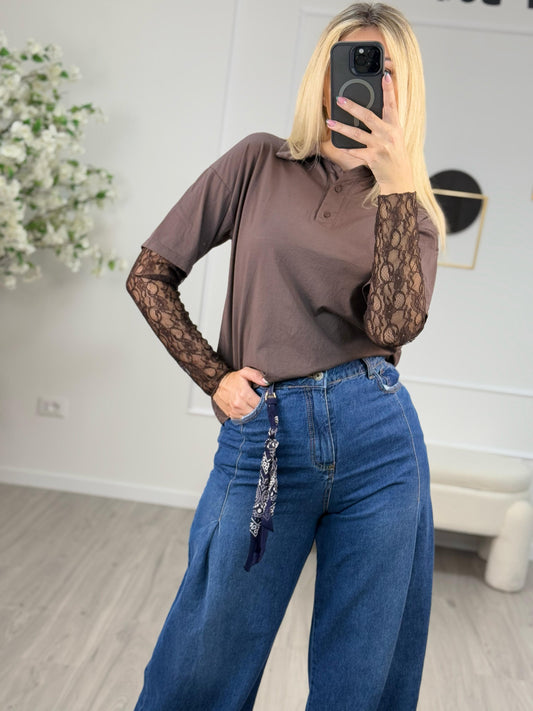 Susy Mix Polo Manica Pizzo