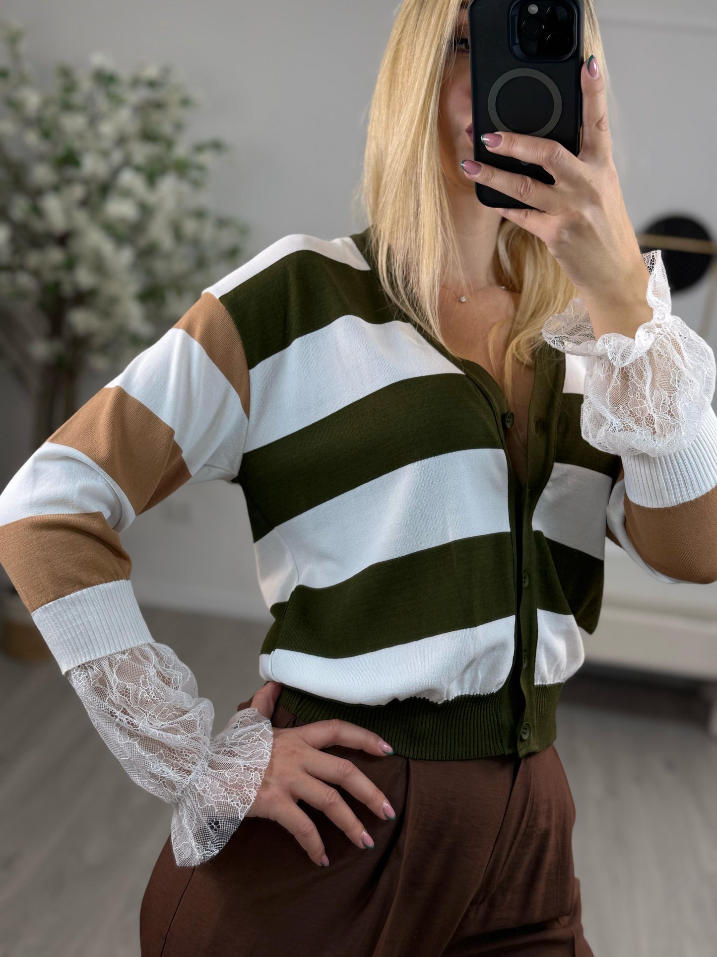 Vicolo Cardigan Manica Pizzo