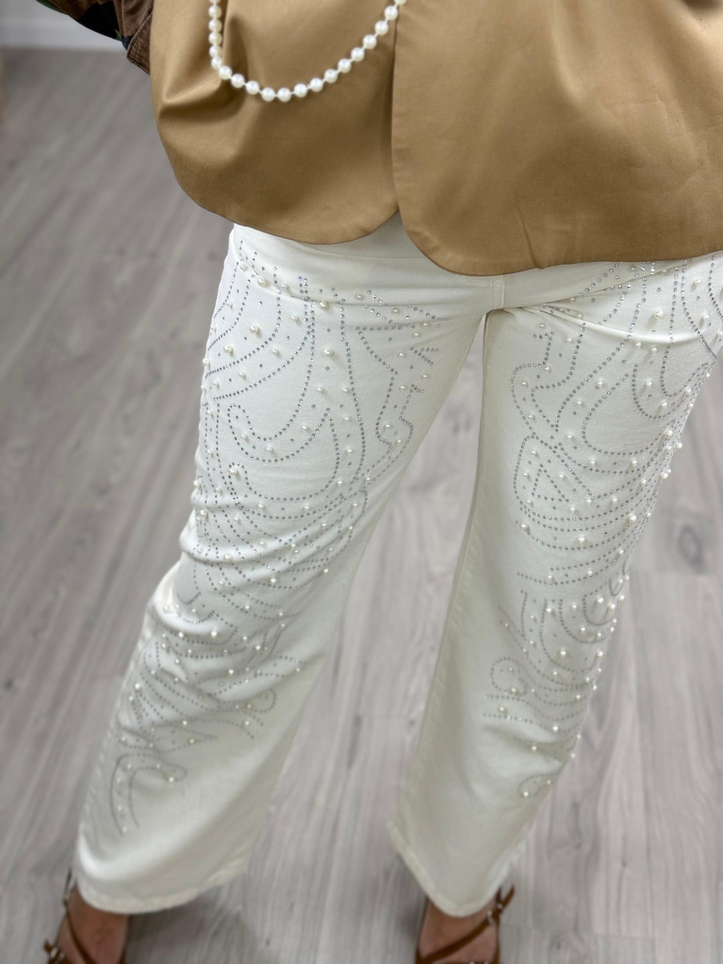 Dixie Jeans Bianco con Strass