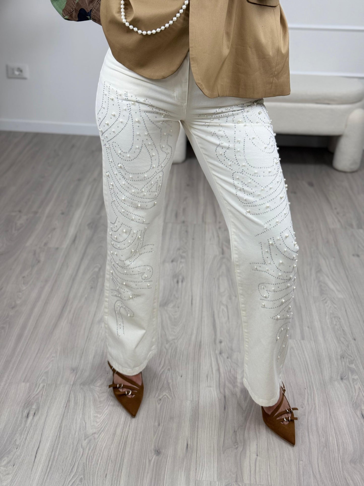 Dixie Jeans Bianco con Strass