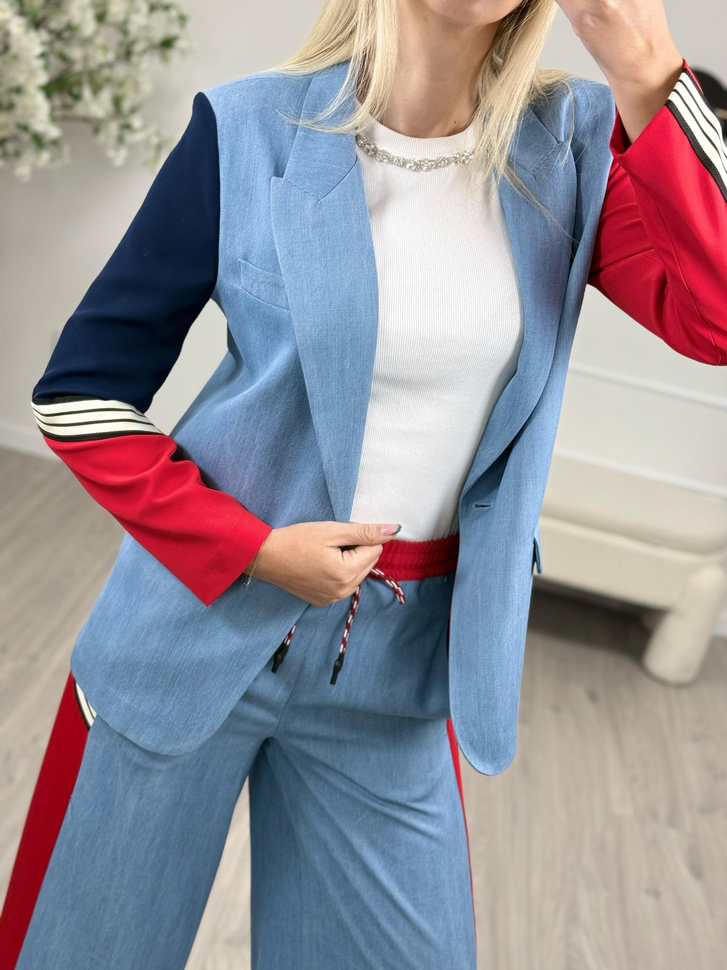 Dixie Blazer con Maniche a Contrasto