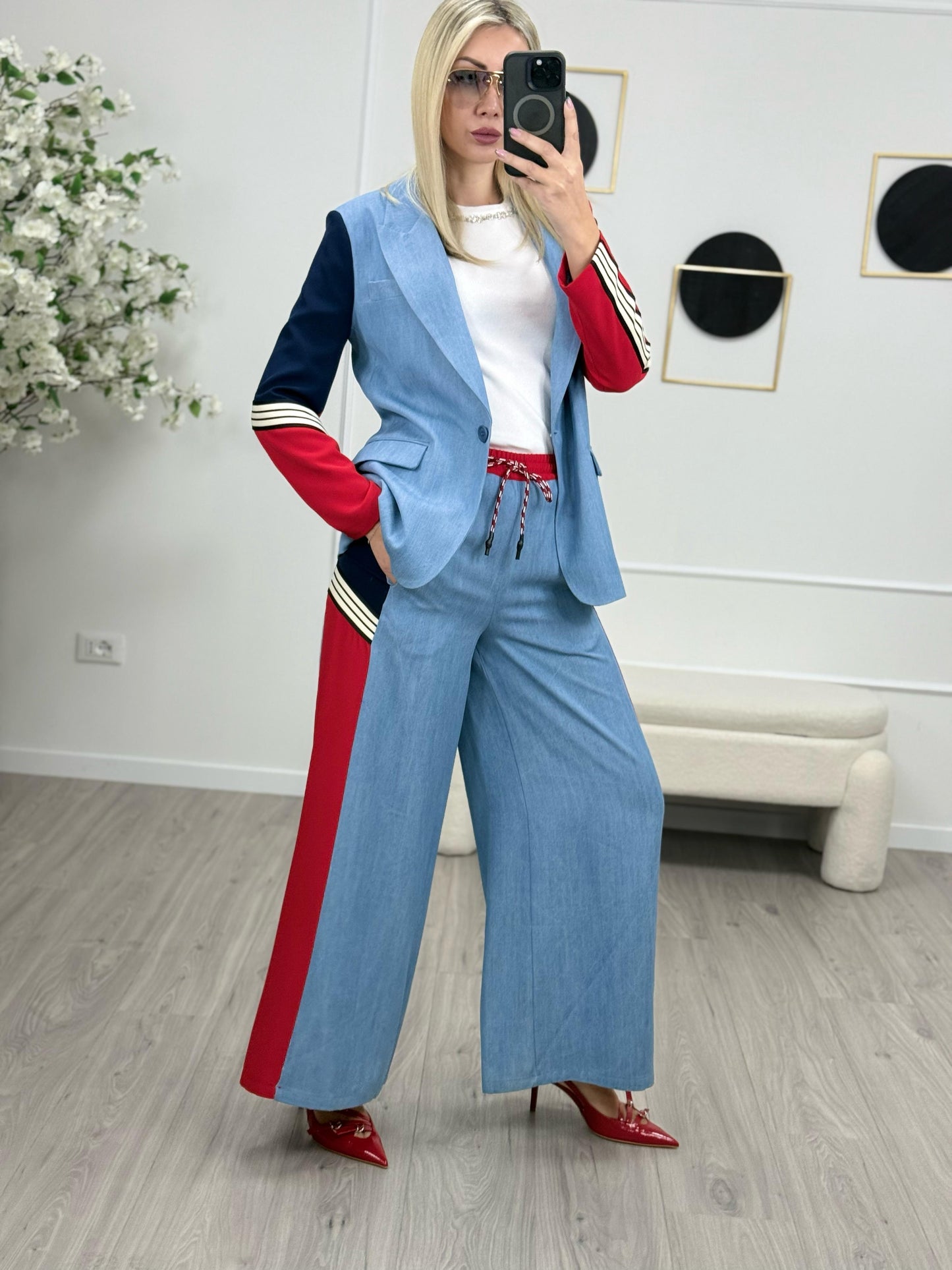 Dixie Pantaloni Ampi a Blocchi di Colore
