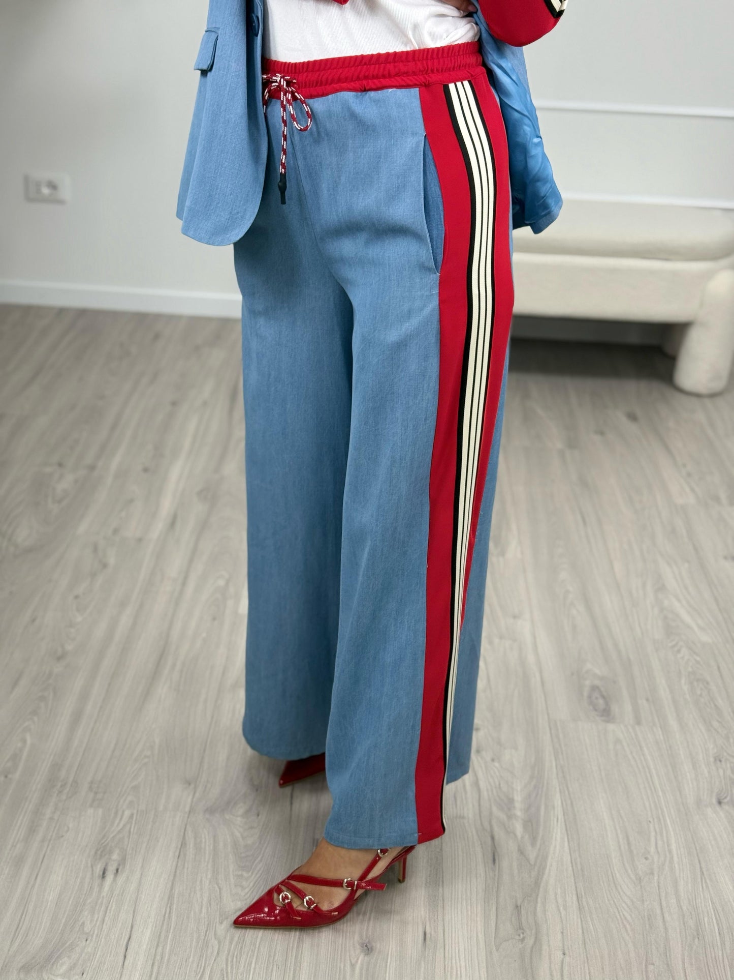 Dixie Pantaloni Ampi a Blocchi di Colore