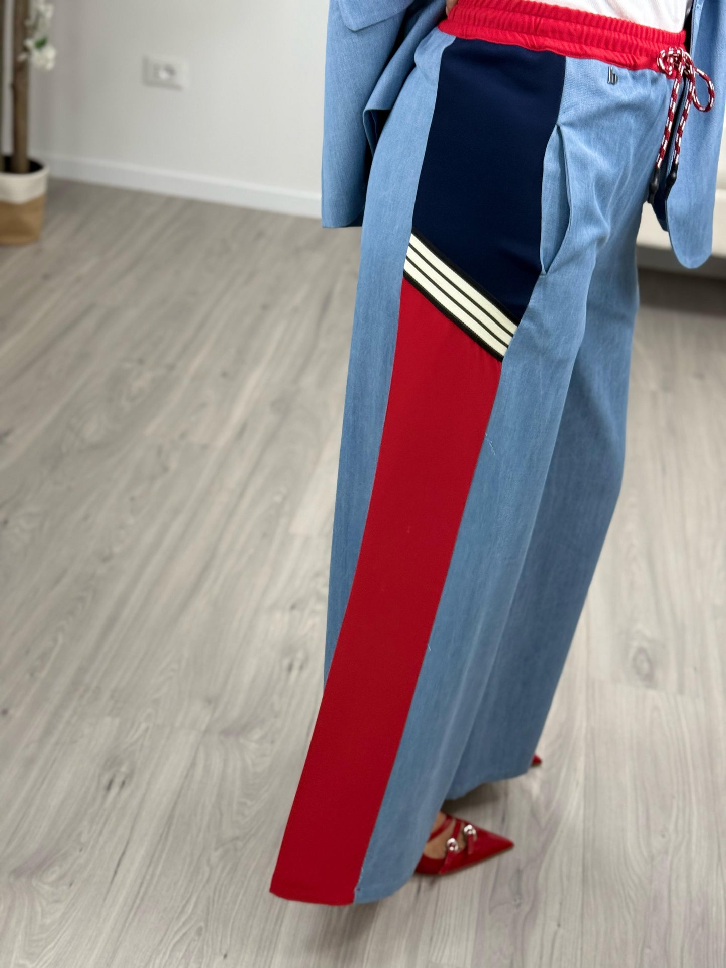 Dixie Pantaloni Ampi a Blocchi di Colore