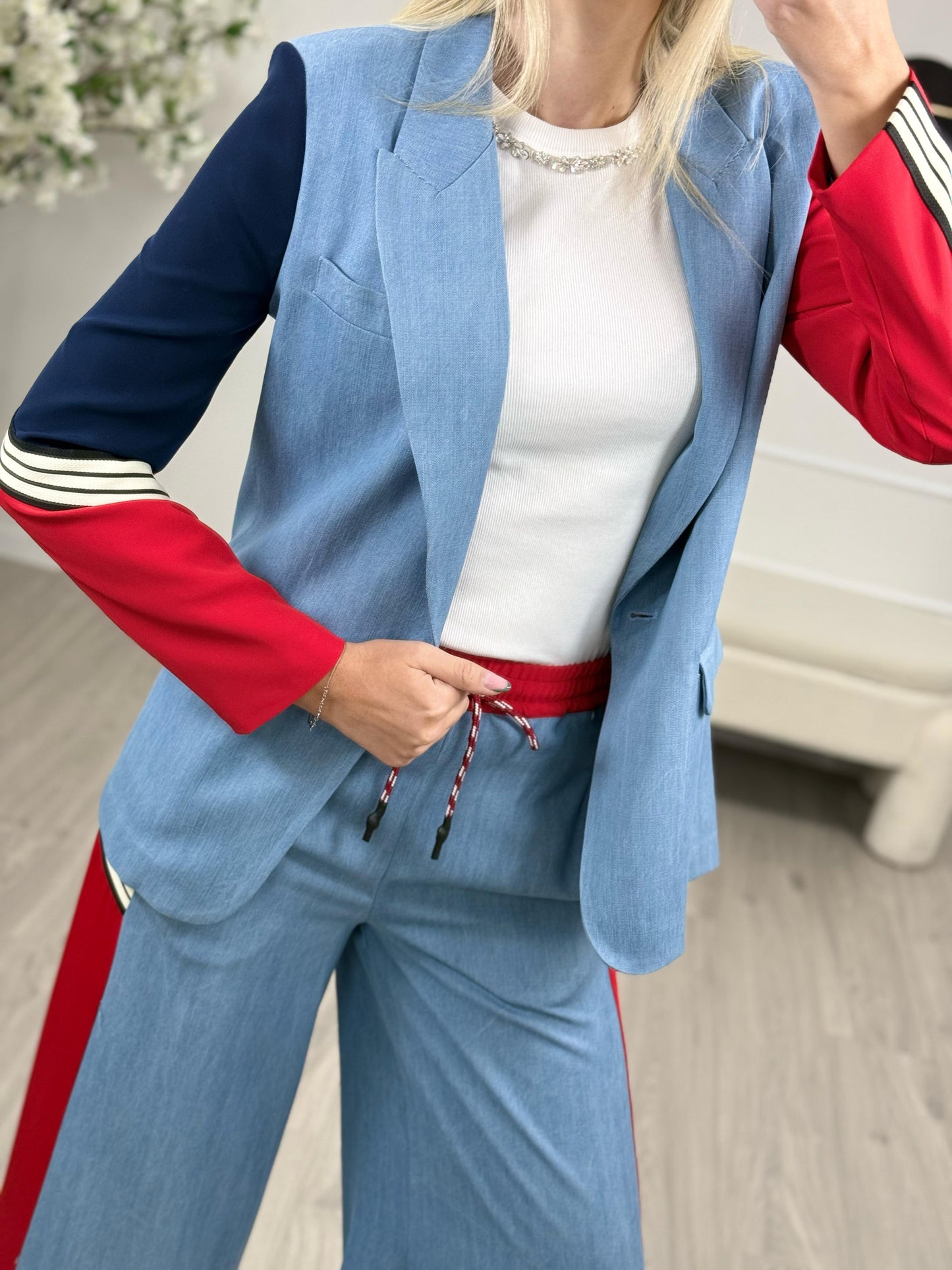 Dixie Blazer con Maniche a Contrasto