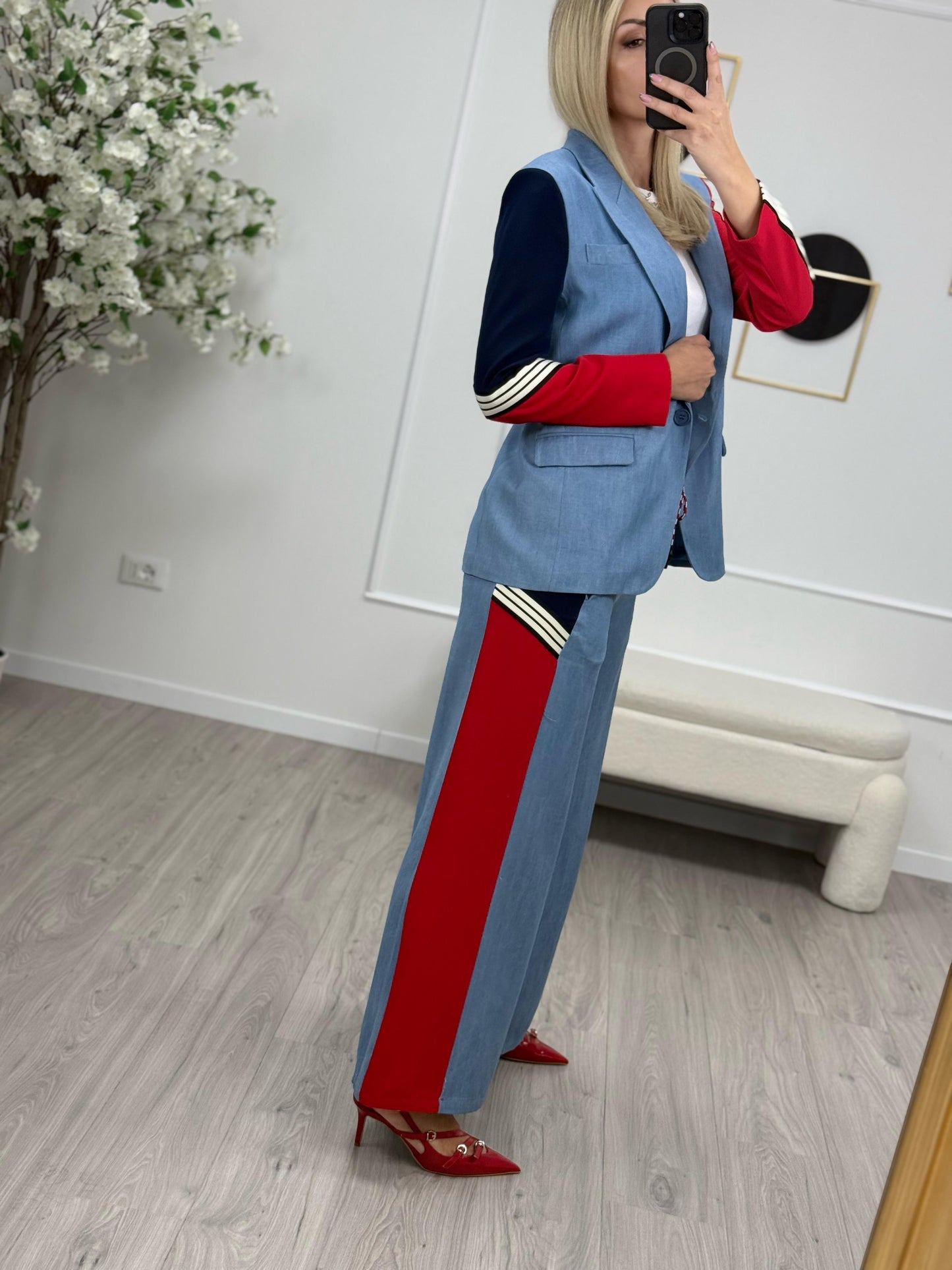 Dixie Pantaloni Ampi a Blocchi di Colore