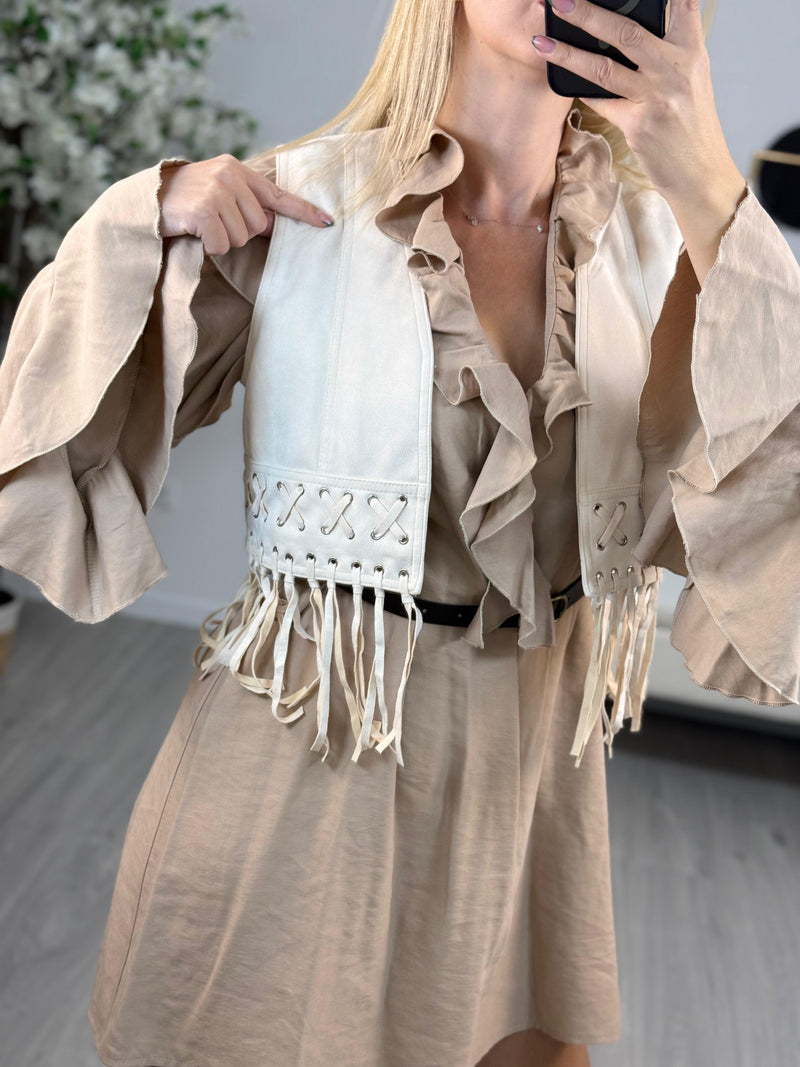 HaveOne Gilet Dainetto Donna con Frange