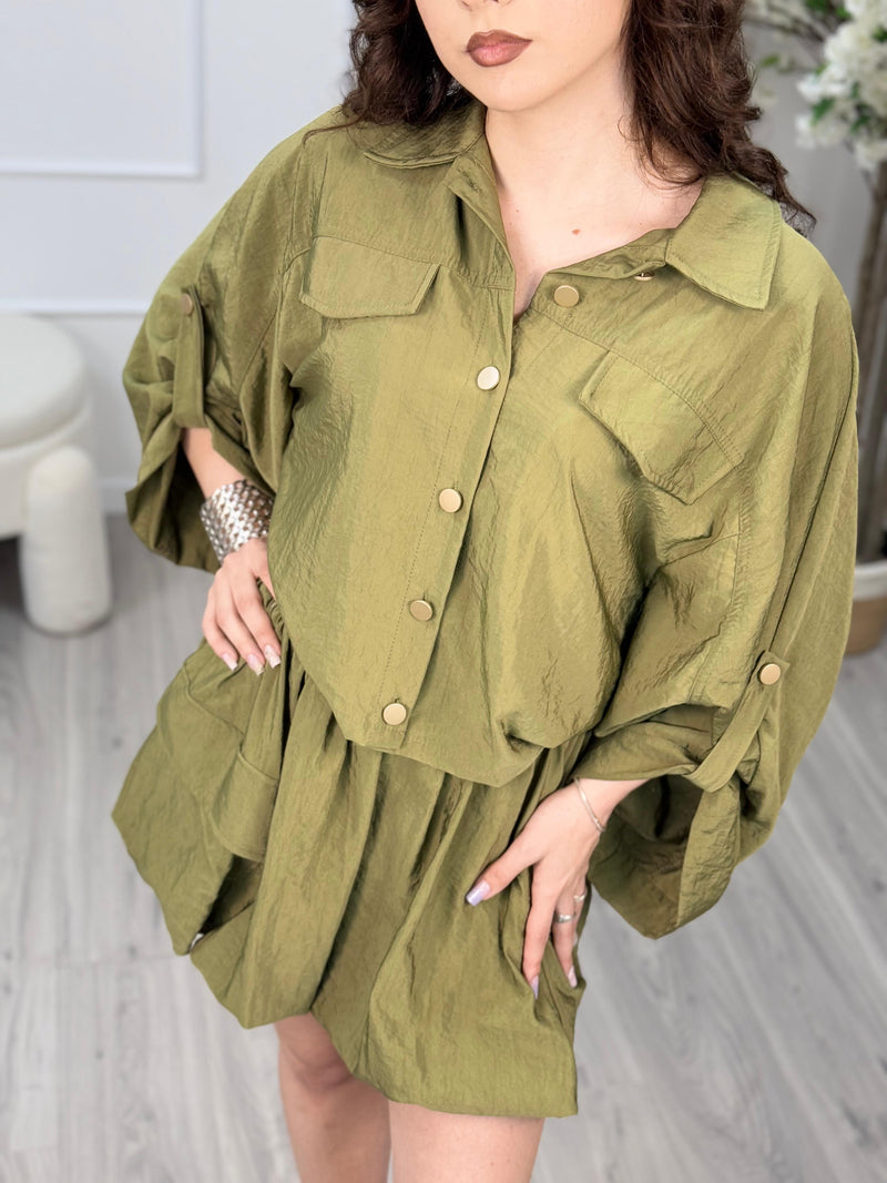Haveone Camicia Tasche Donna Verde Army