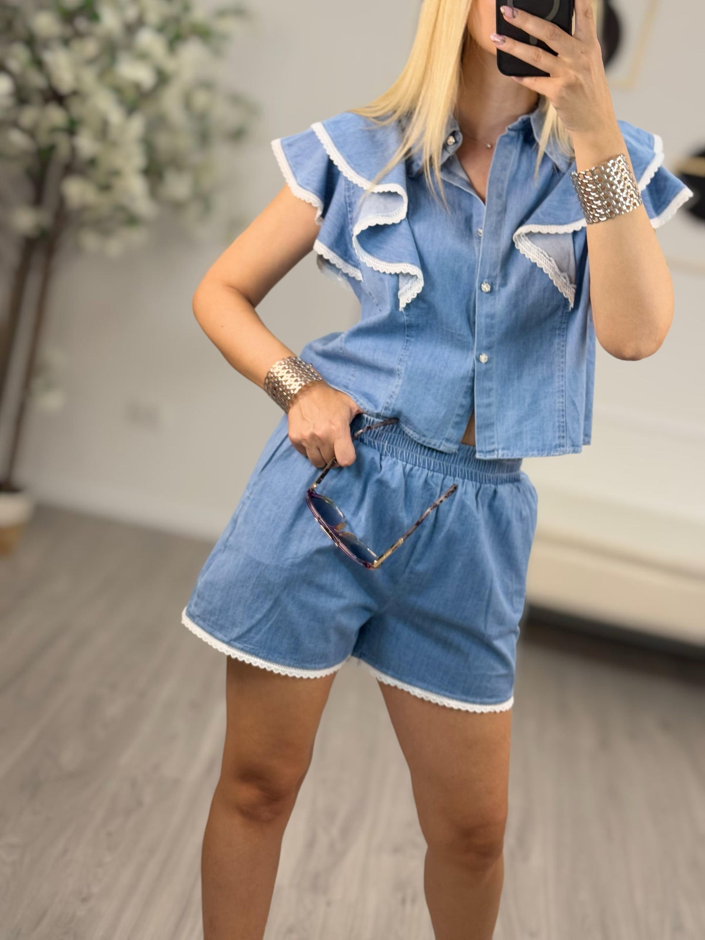 Susy Mix Completo Denim Camicia e Short
