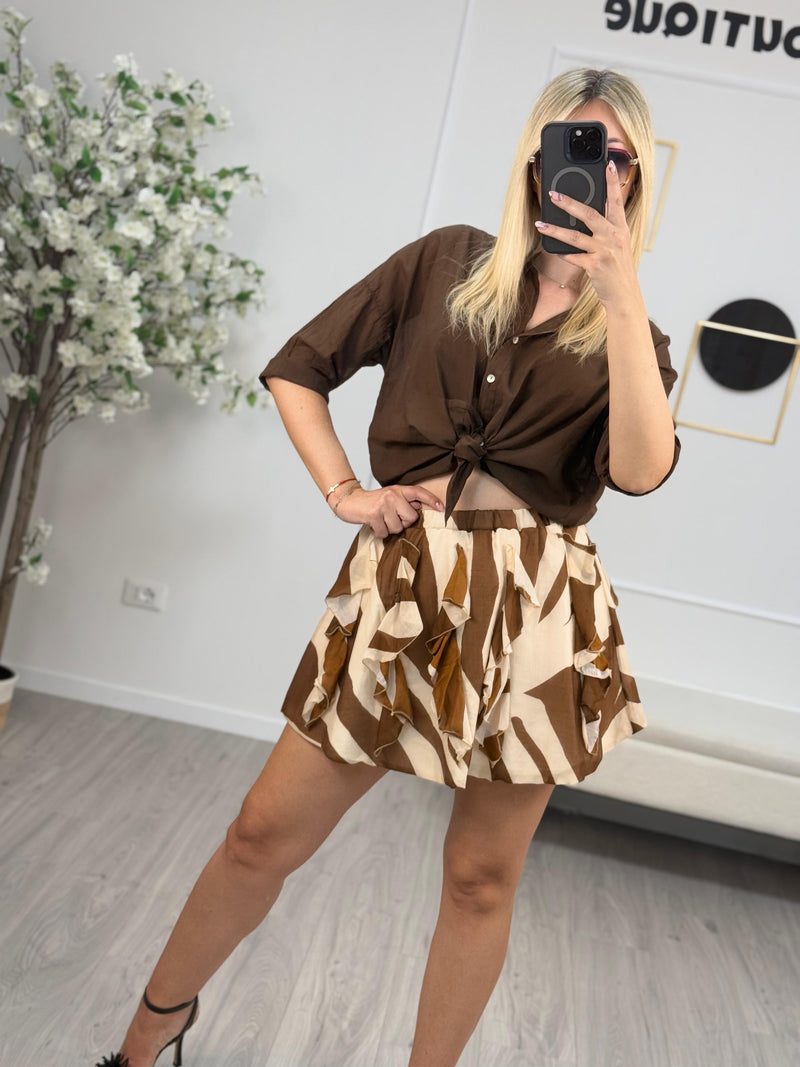 HaveOne Mini Gonna Elegante Donna con Mini Gale Verticali