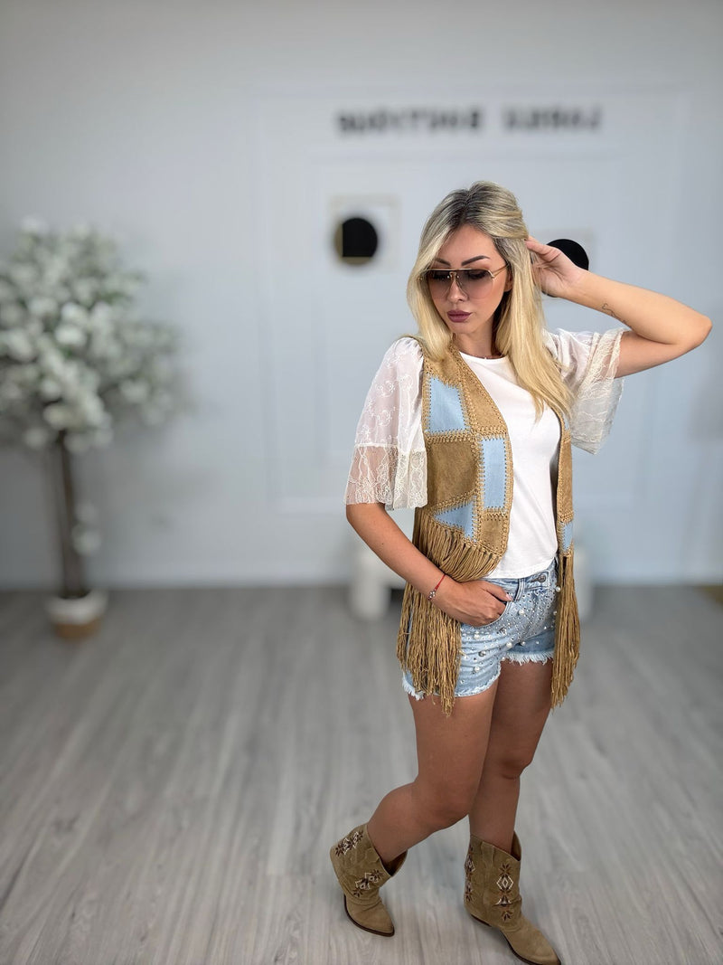 HaveOne Gilet Donna Bicolor Cammello