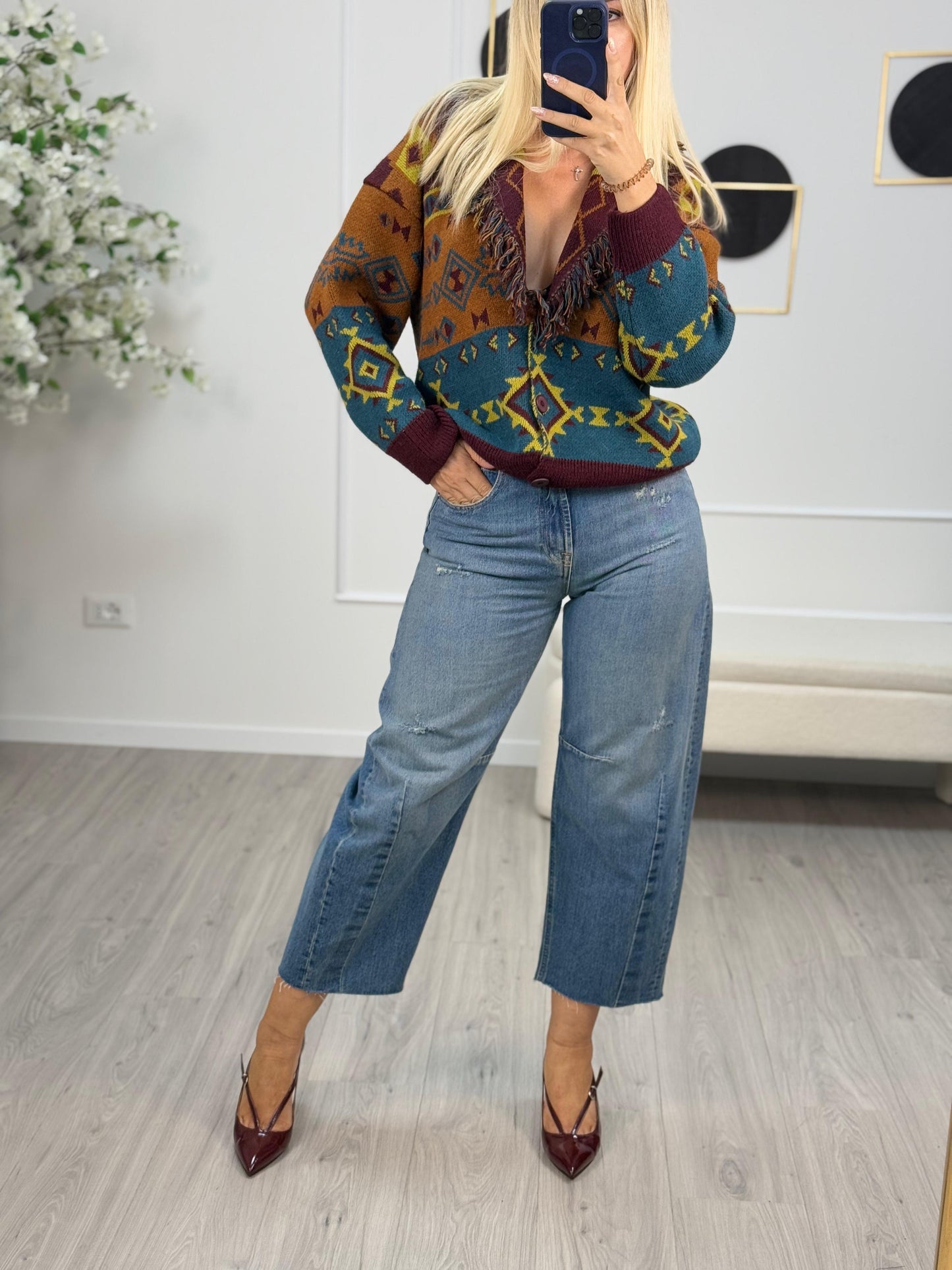 Haveone Cardigan Corto Frange