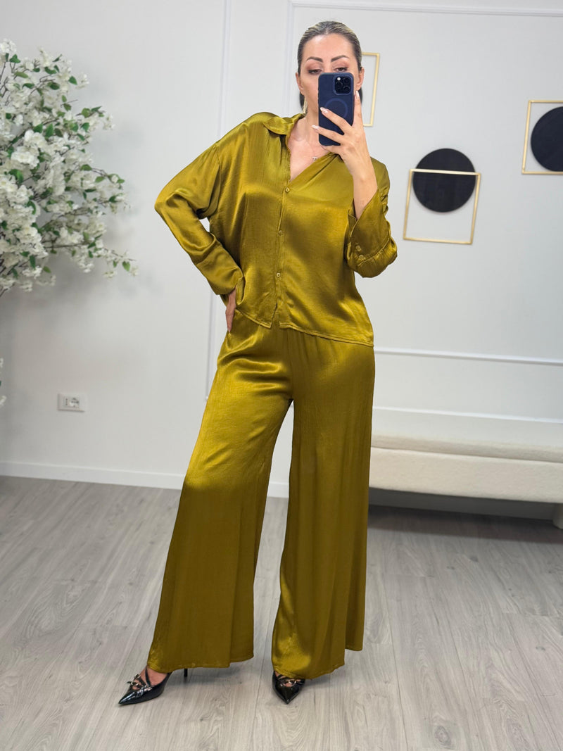 Raso Increspato Pantalone Donna Elegante