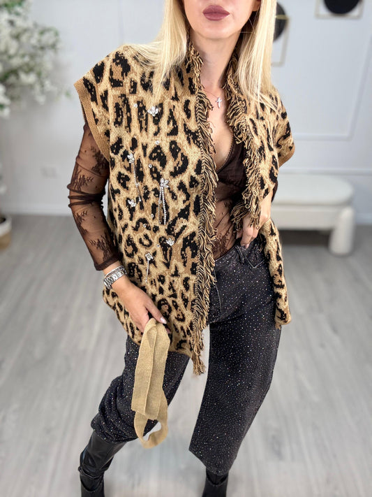 Gilet Alanui Maculato Con Strass