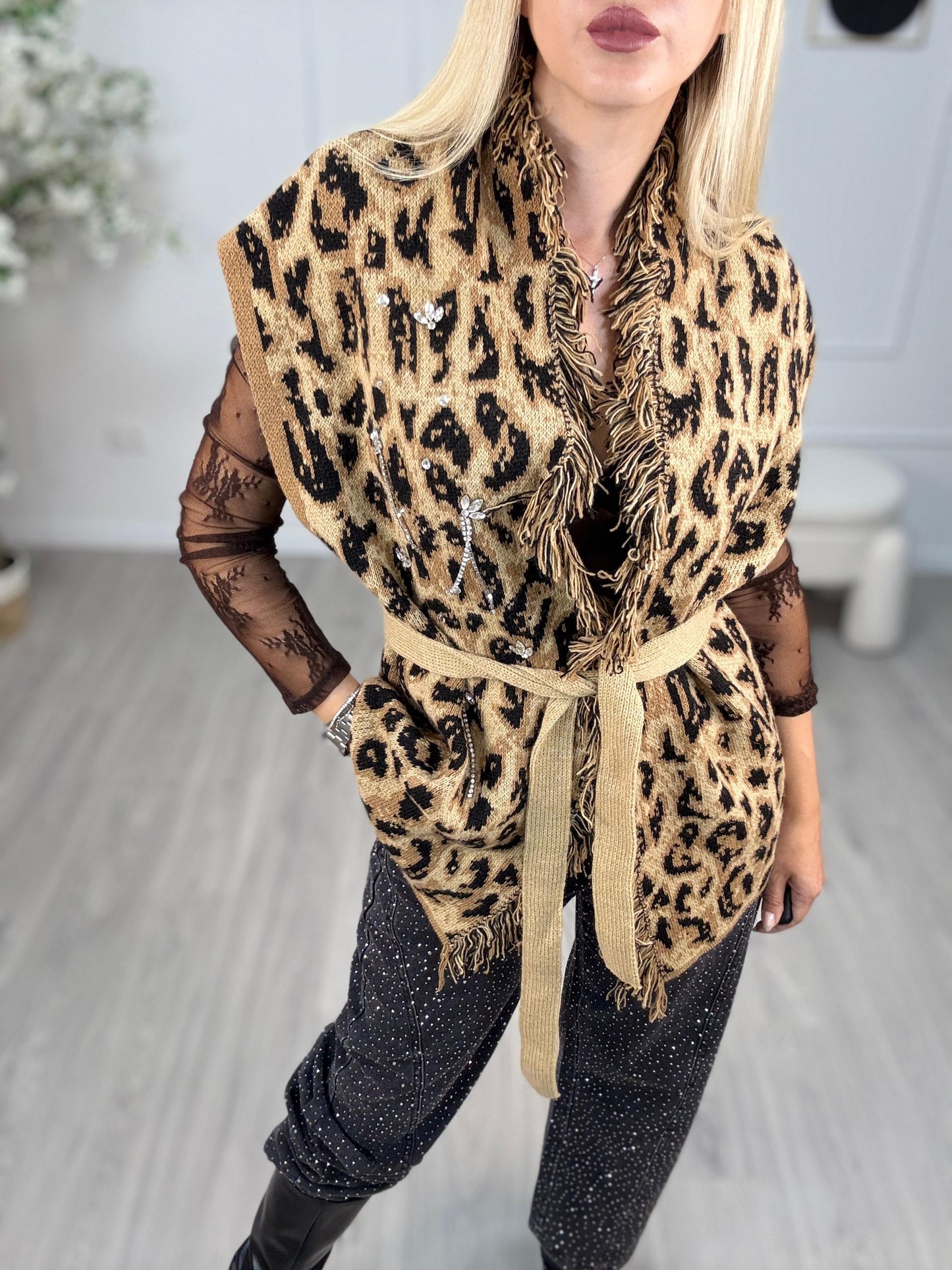 Gilet Alanui Maculato Con Strass