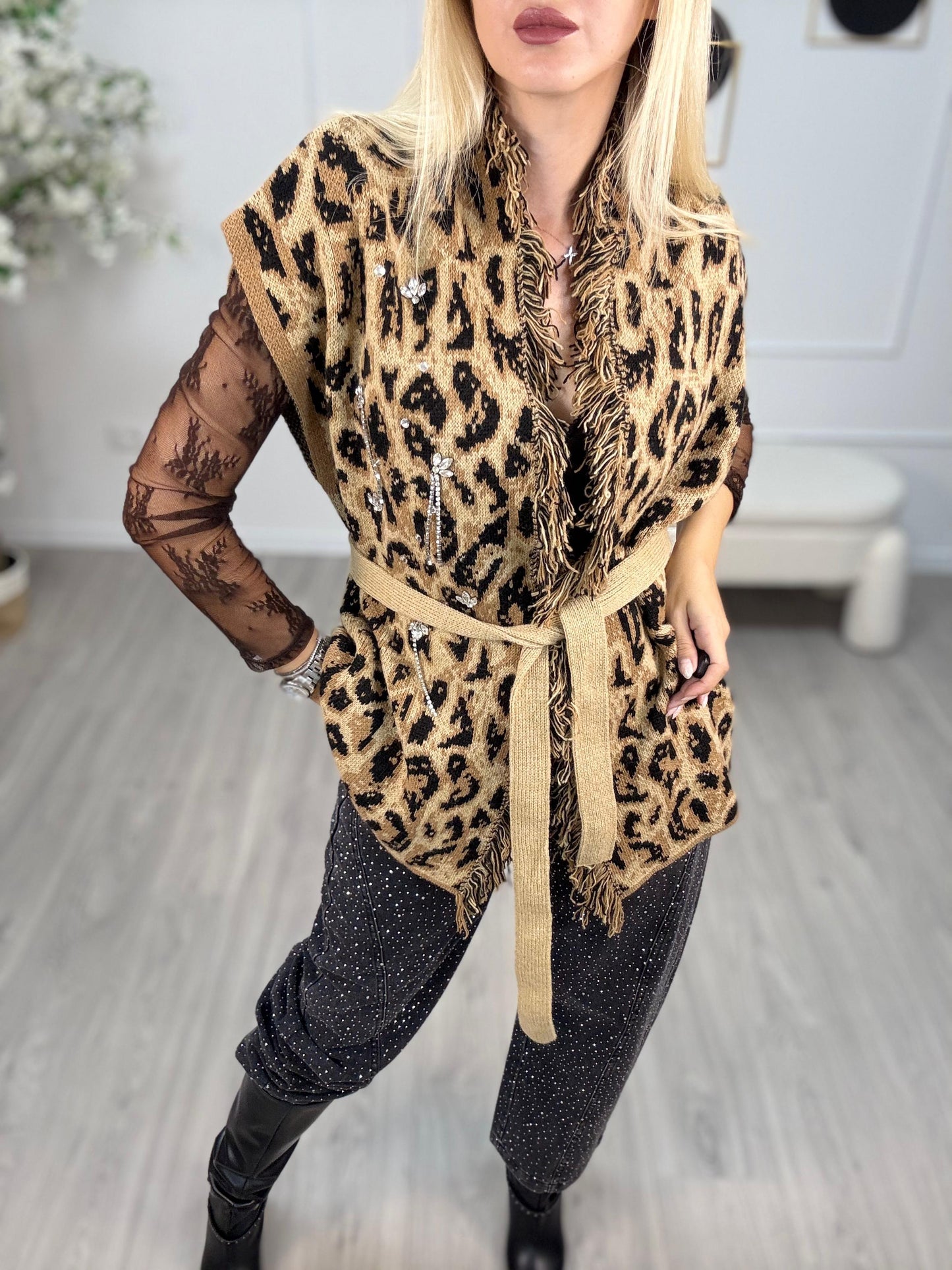 Gilet Alanui Maculato Con Strass