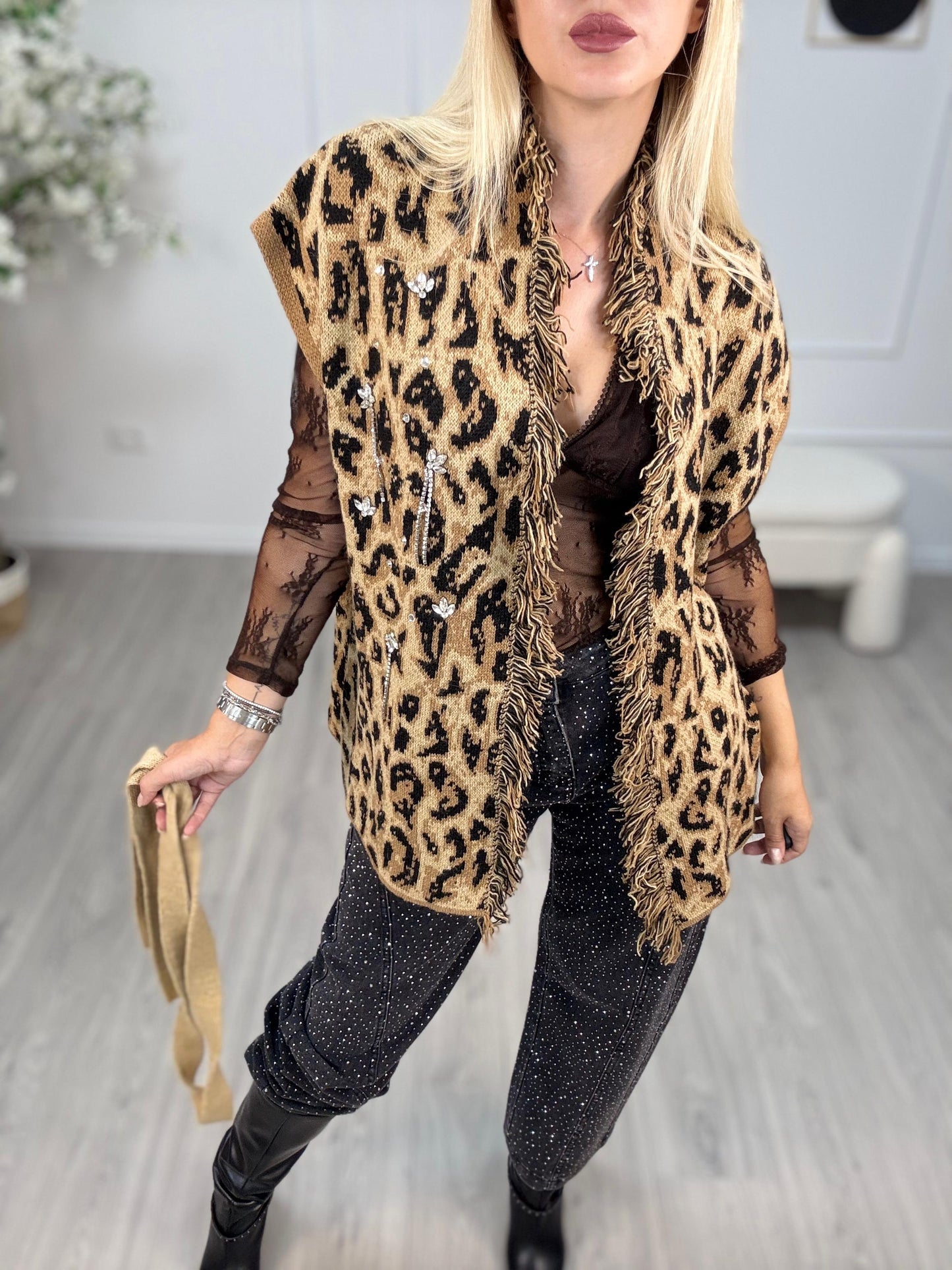Gilet Alanui Maculato Con Strass