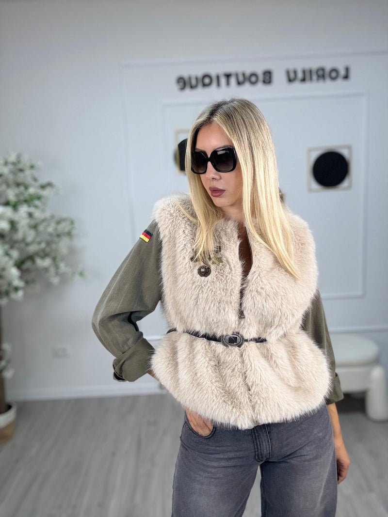 Philia Loft Giubbotto Donna Ghiaccio con Maniche Verde Militare
