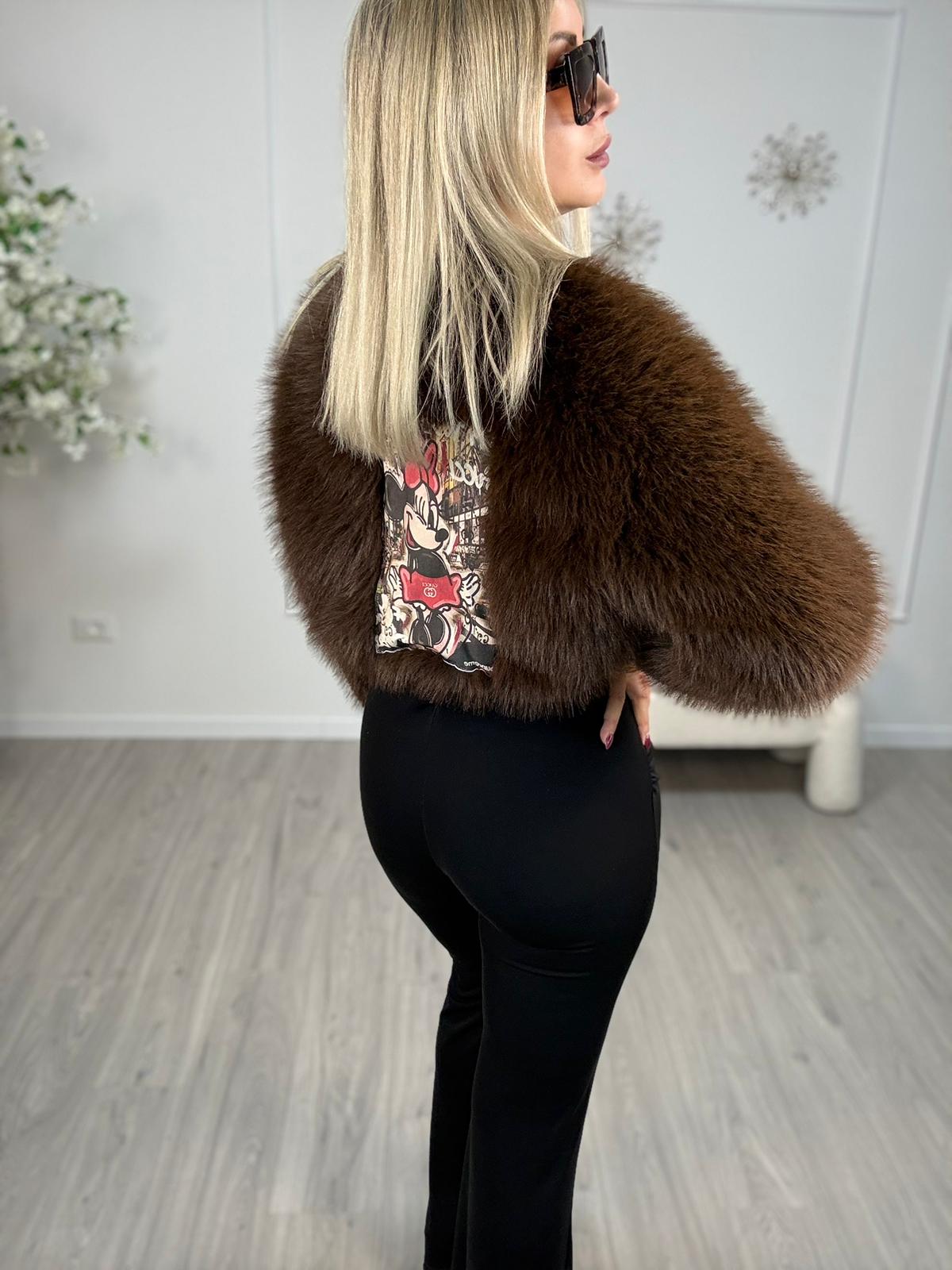 Ecopelliccia Corta Con Stampa Minnie Mouse