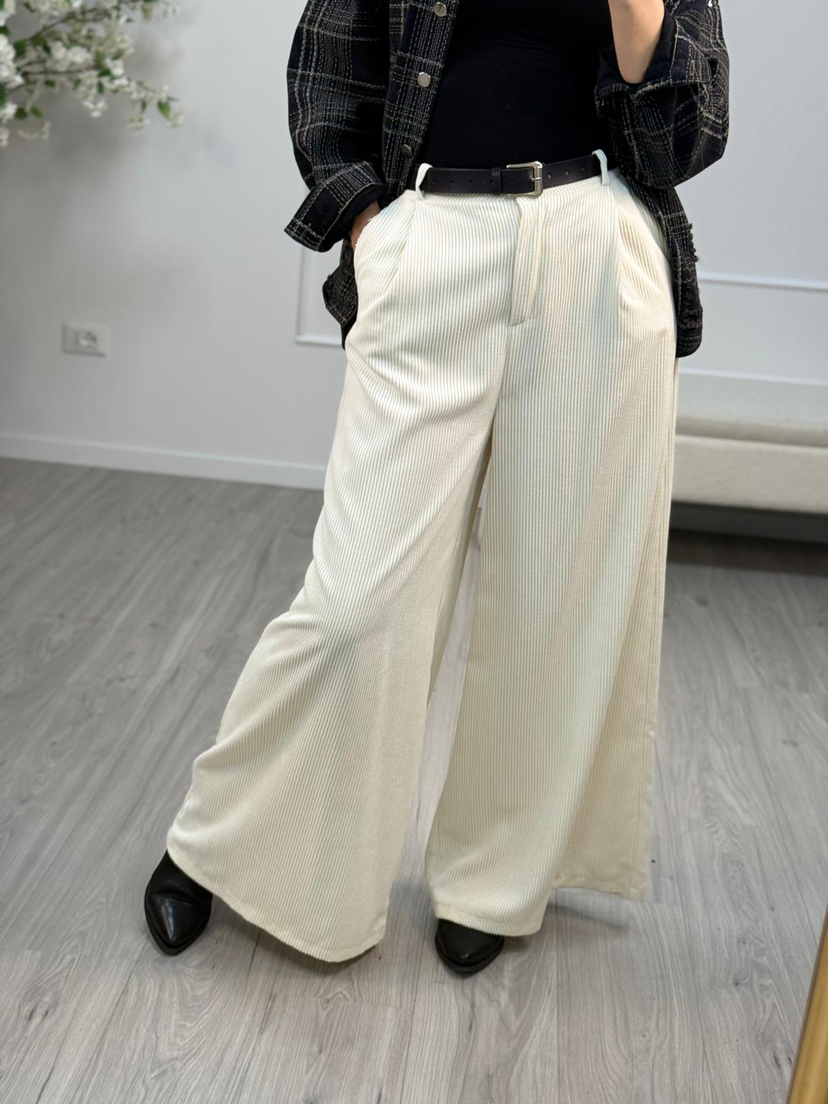 Pantaloni Palazzo in Velluto Millerighe - HaveOne