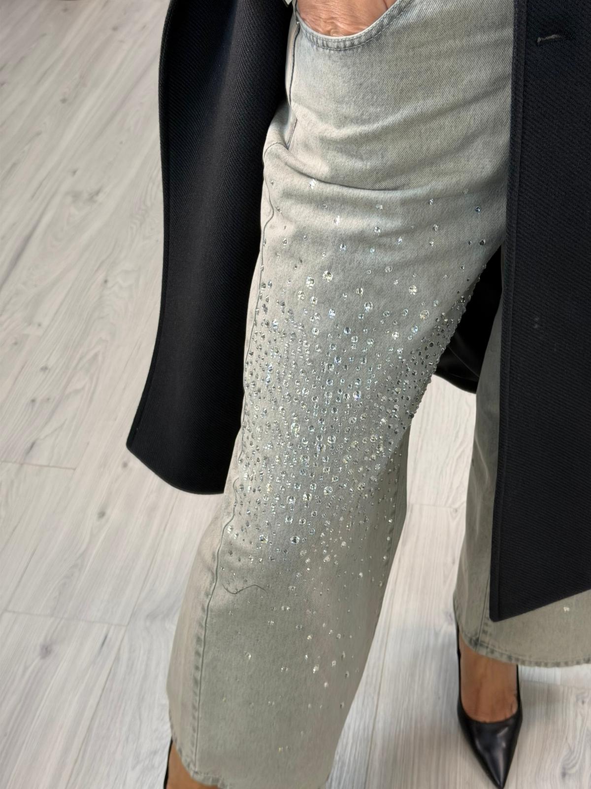 Pantaloni Amelie grigi con strass - Haveone