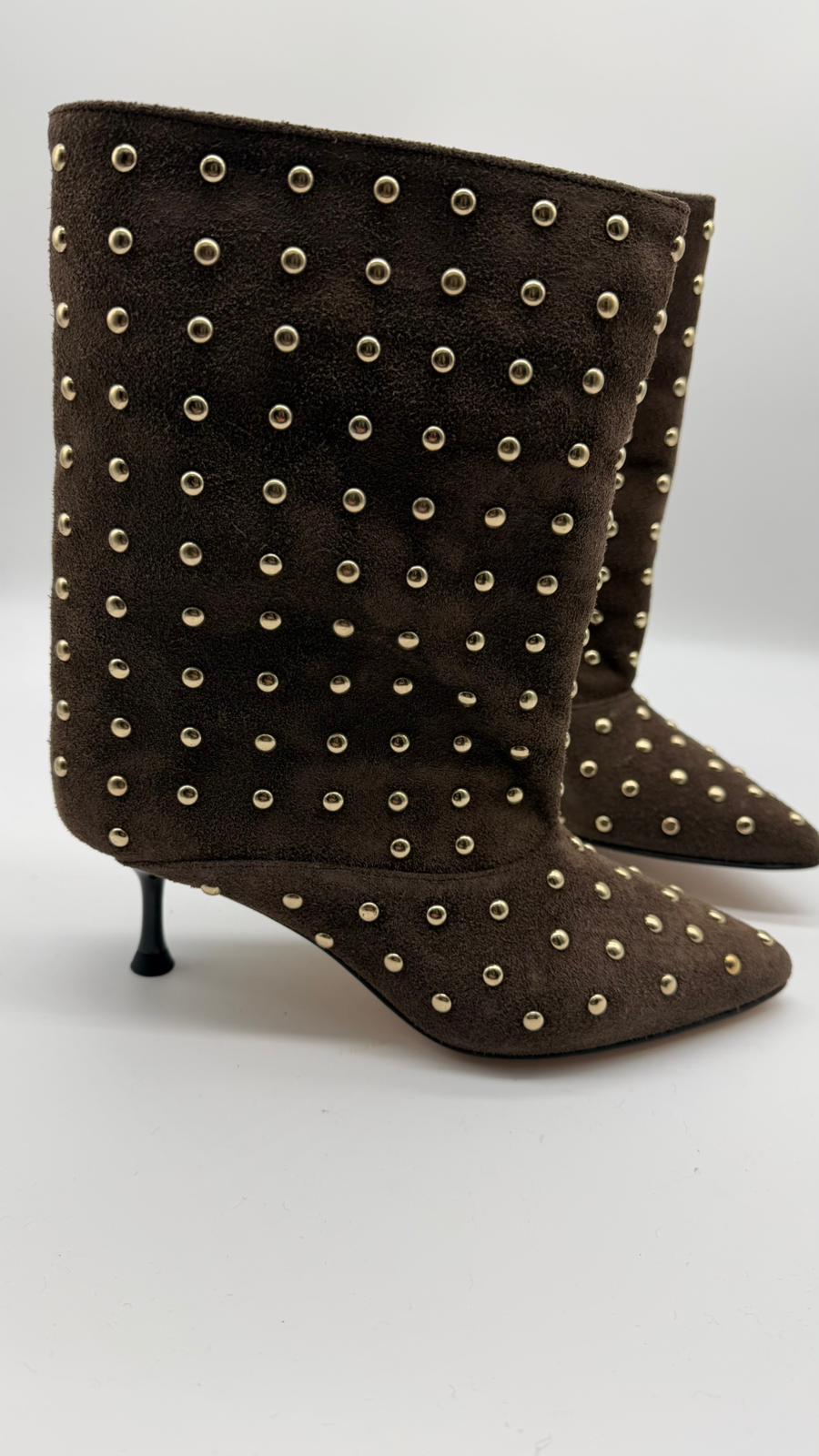 Tronchetto in crosta moro con borchie oro - Divine Follie