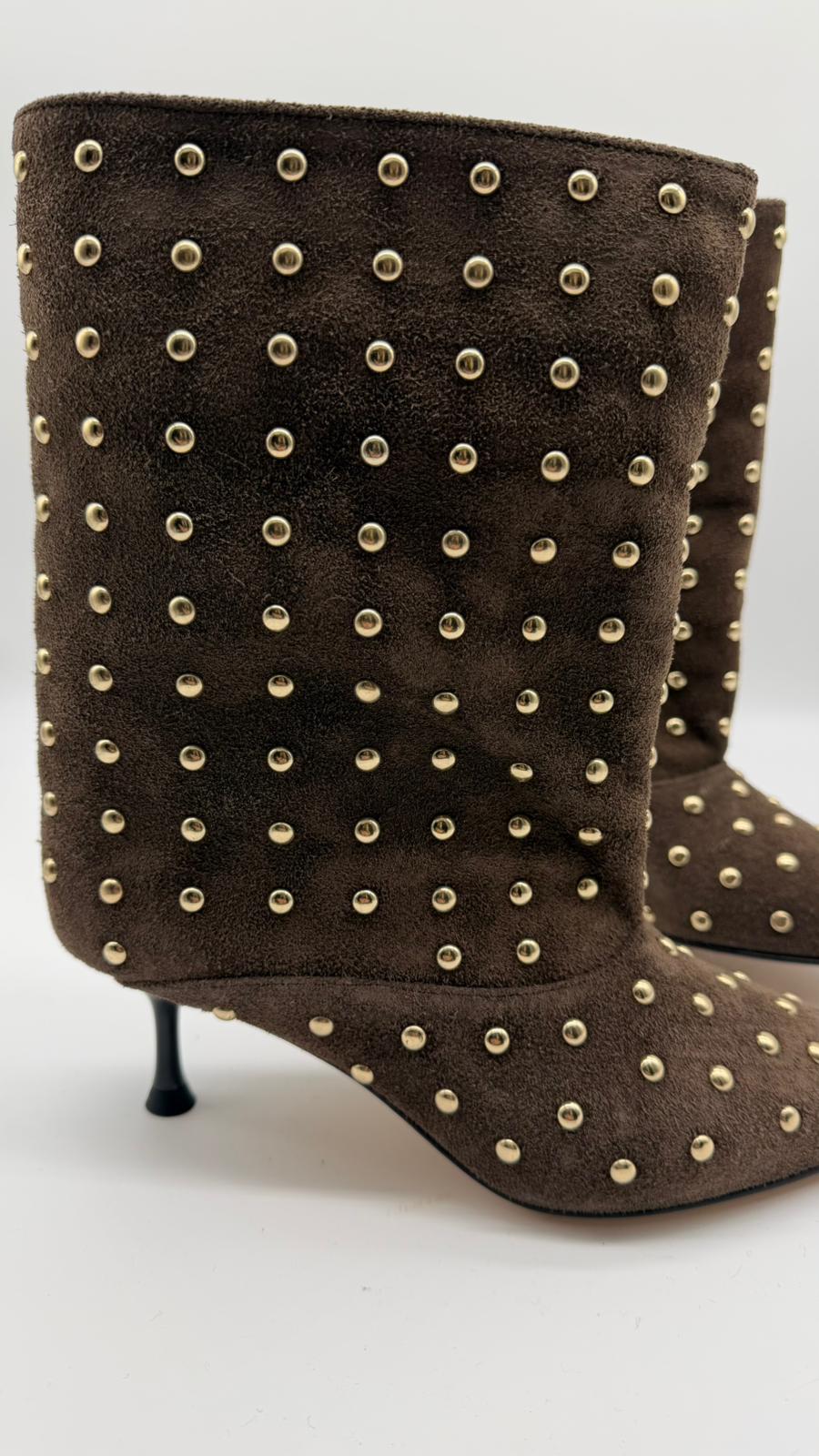 Tronchetto in crosta moro con borchie oro - Divine Follie