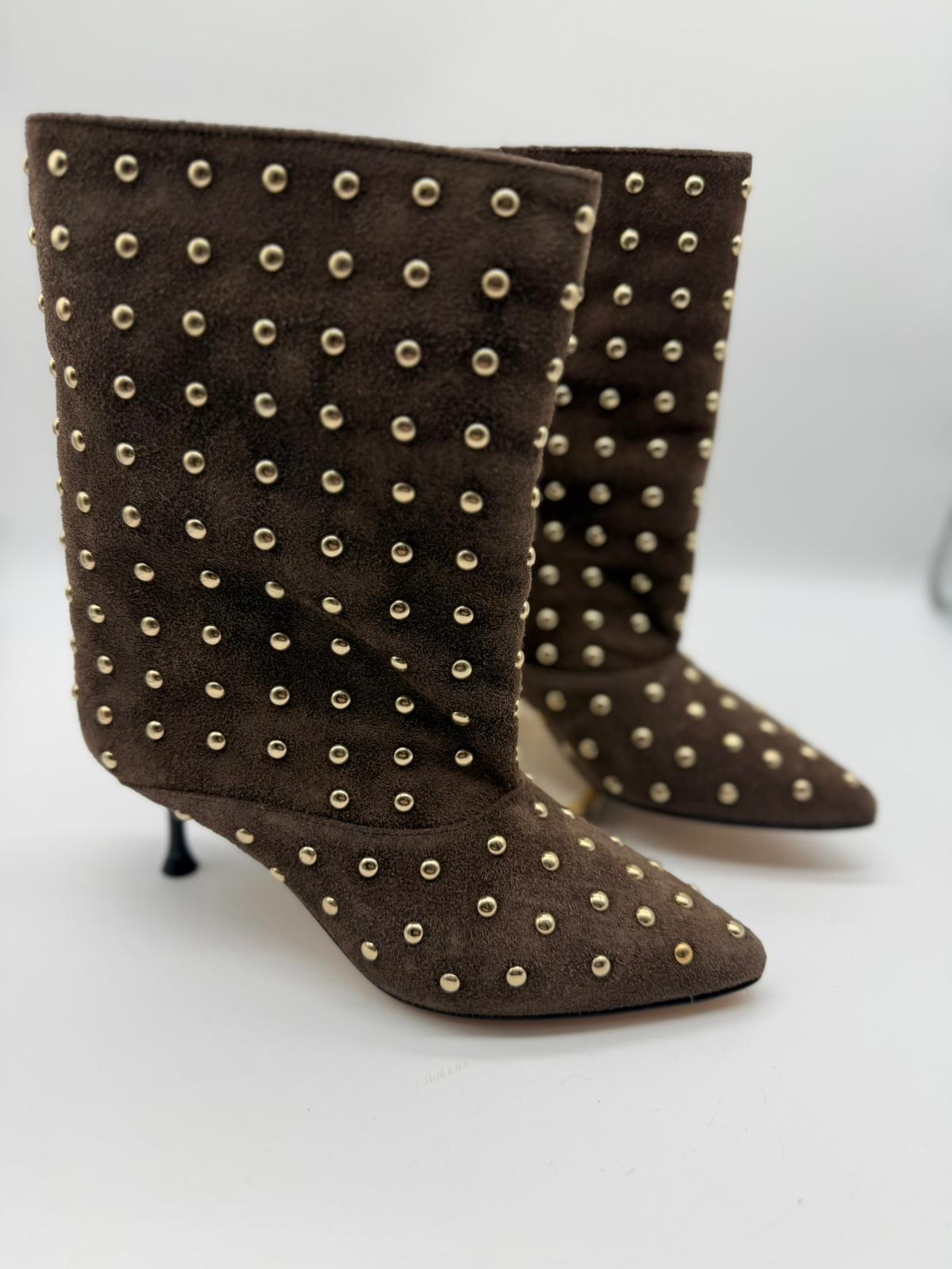 Tronchetto in crosta moro con borchie oro - Divine Follie