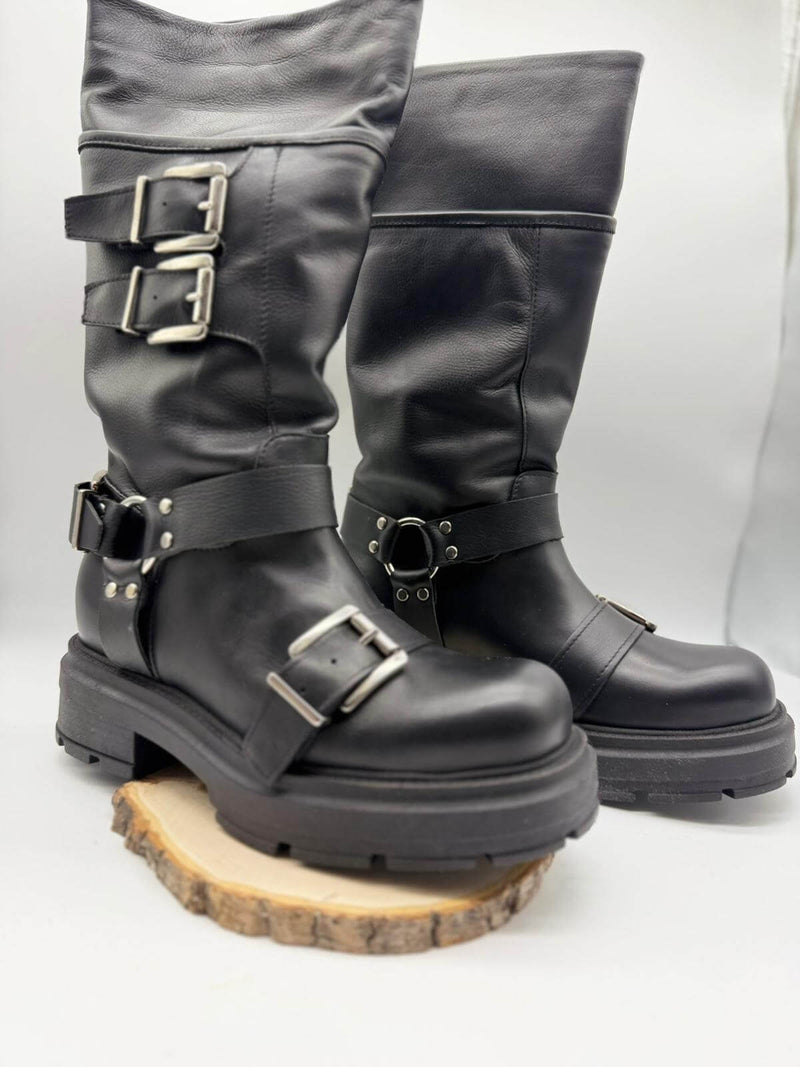 Divine Follie Stivali Biker Donna Nero
