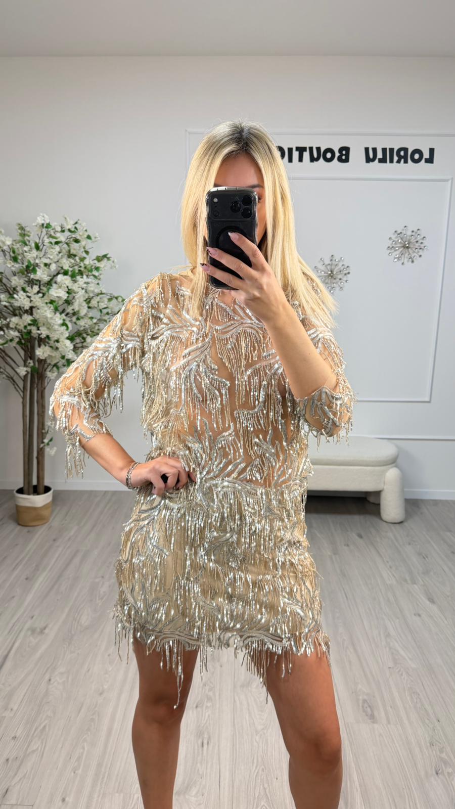 Blusa Con Paillets Tensione In