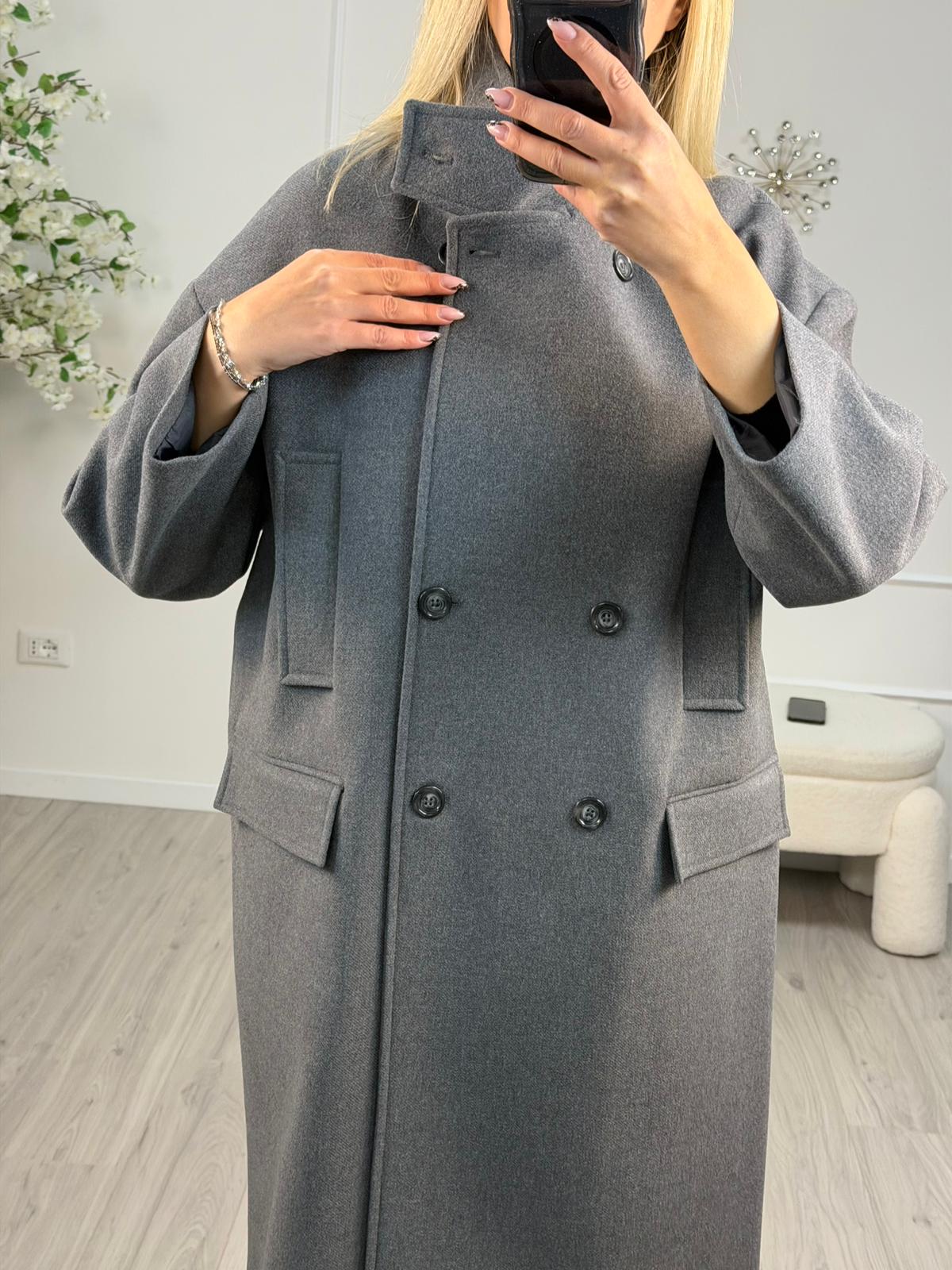 Cappotto Grigio Over Misto Lana Vicolo