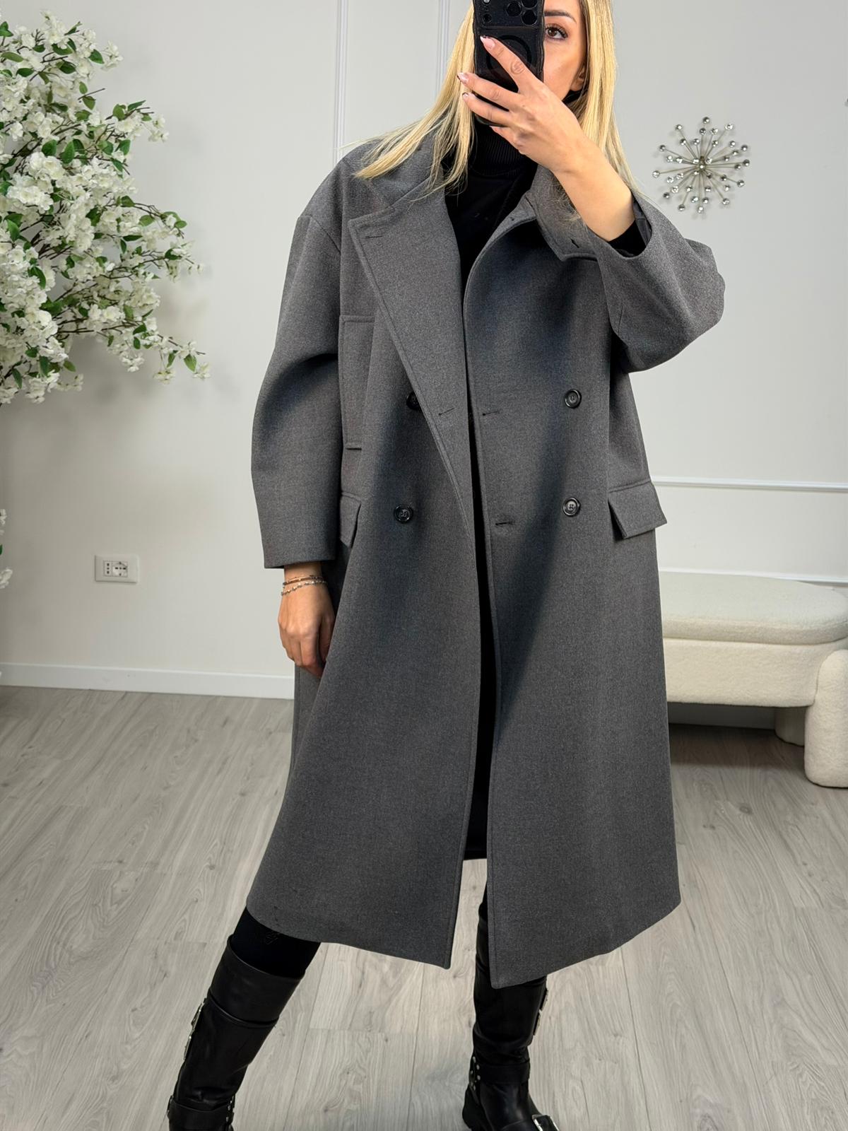 Cappotto Grigio Over Misto Lana Vicolo