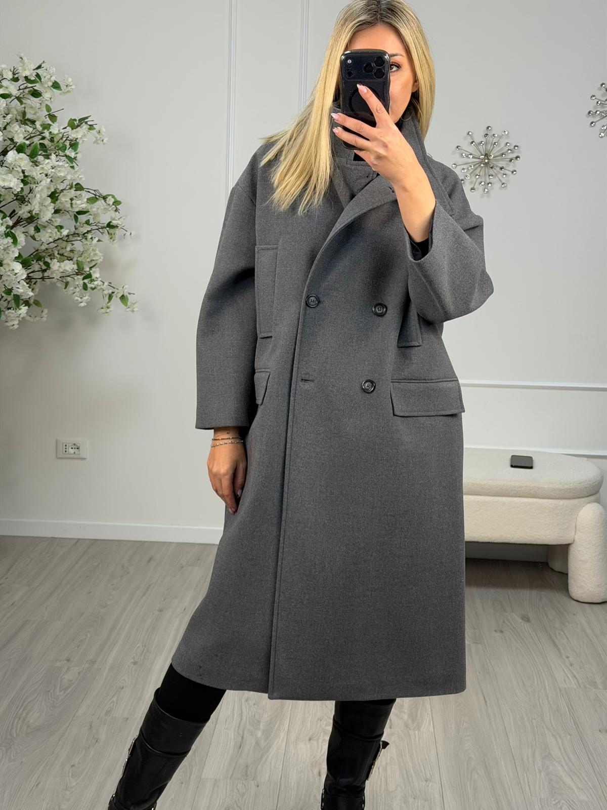 Cappotto Grigio Over Misto Lana Vicolo