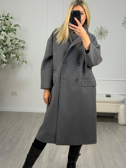 Cappotto Grigio Over Misto Lana Vicolo