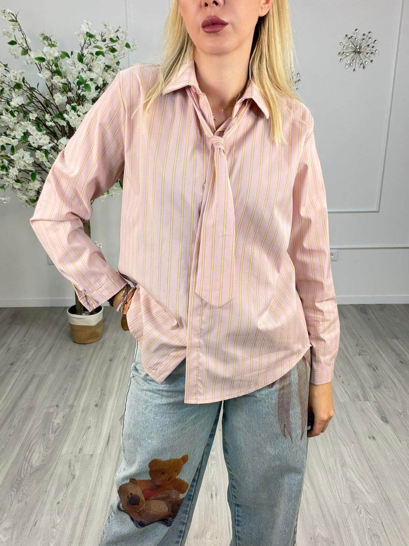 HaveOne Camicia Oversize Donna Rosa Rigata