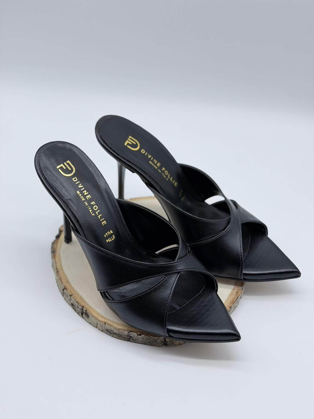 Divine Follie Mule Donna Vera Pelle Nera